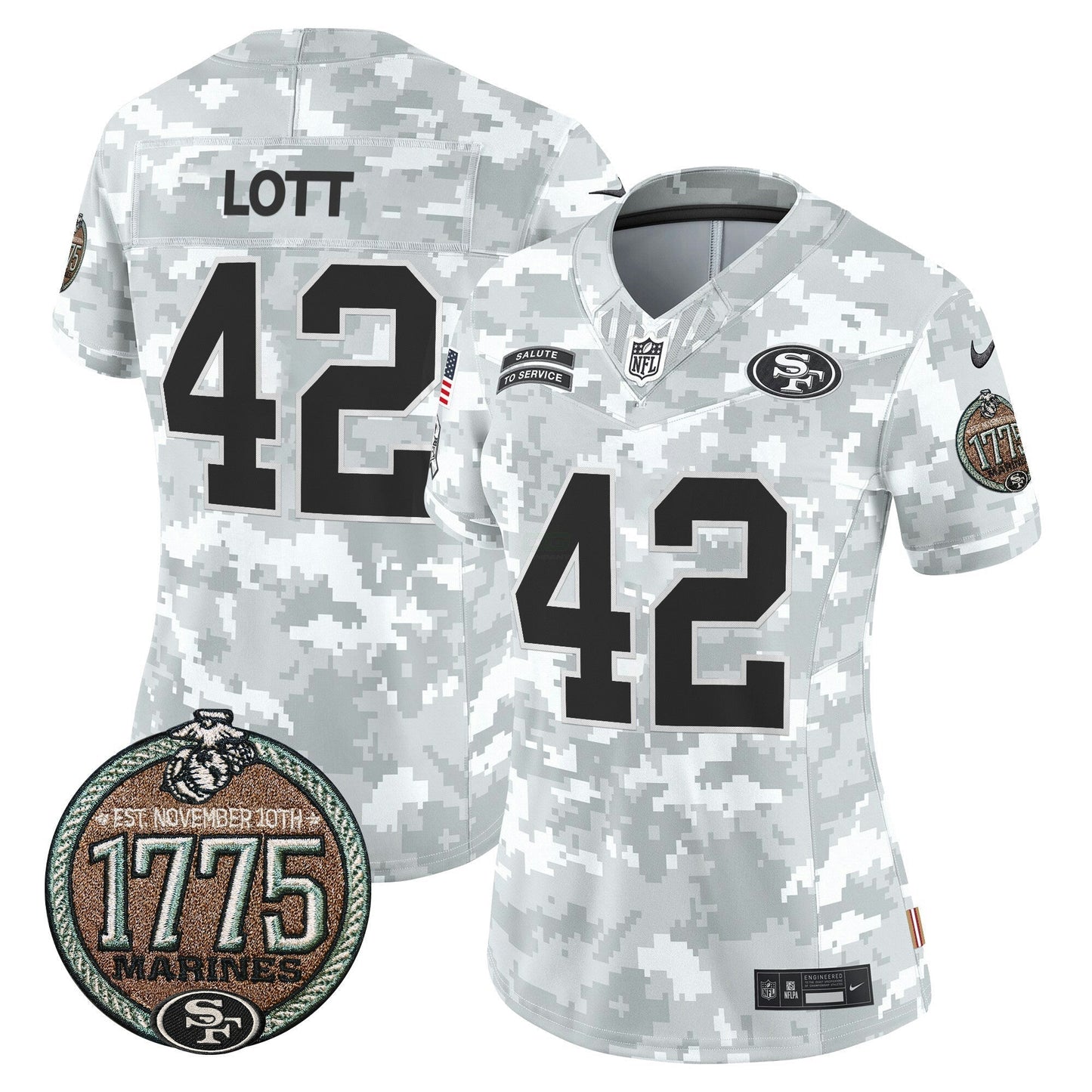 Camisa NFL San Francisco 49ers Women’s 2024 Salute to Service Establishment Year Patch Vapor Limited Jersey