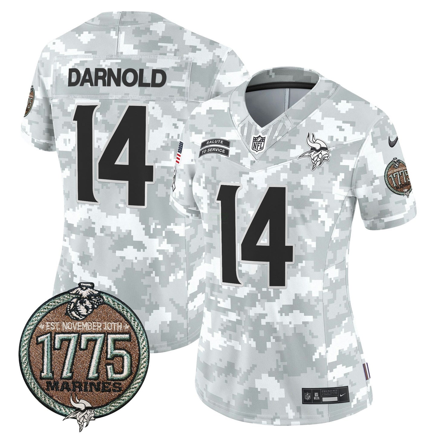 Camisa NFL Minnesota Vikings Women’s 2024 Salute to Service Establishment Year Patch Vapor Limited Jersey