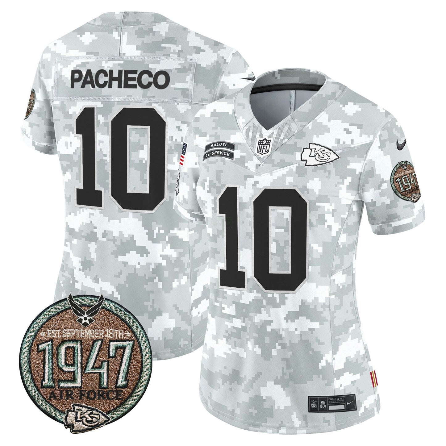 Camisa NFL Kansas City Chiefs Women’s 2024 Salute to Service Establishment Year Patch Vapor Limited Jersey
