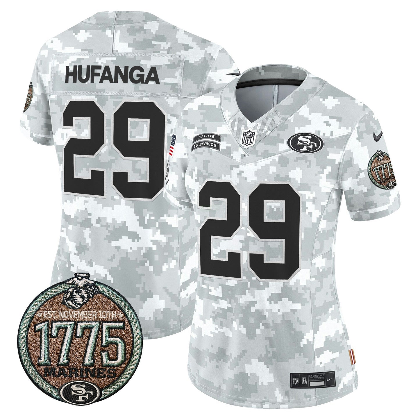 Camisa NFL San Francisco 49ers Women’s 2024 Salute to Service Establishment Year Patch Vapor Limited Jersey