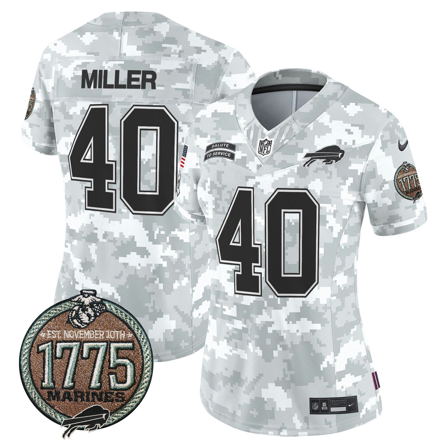 Camisa NFL Buffalo Bills Women’s 2024 Salute to Service Establishment Year Patch Vapor Limited Jersey