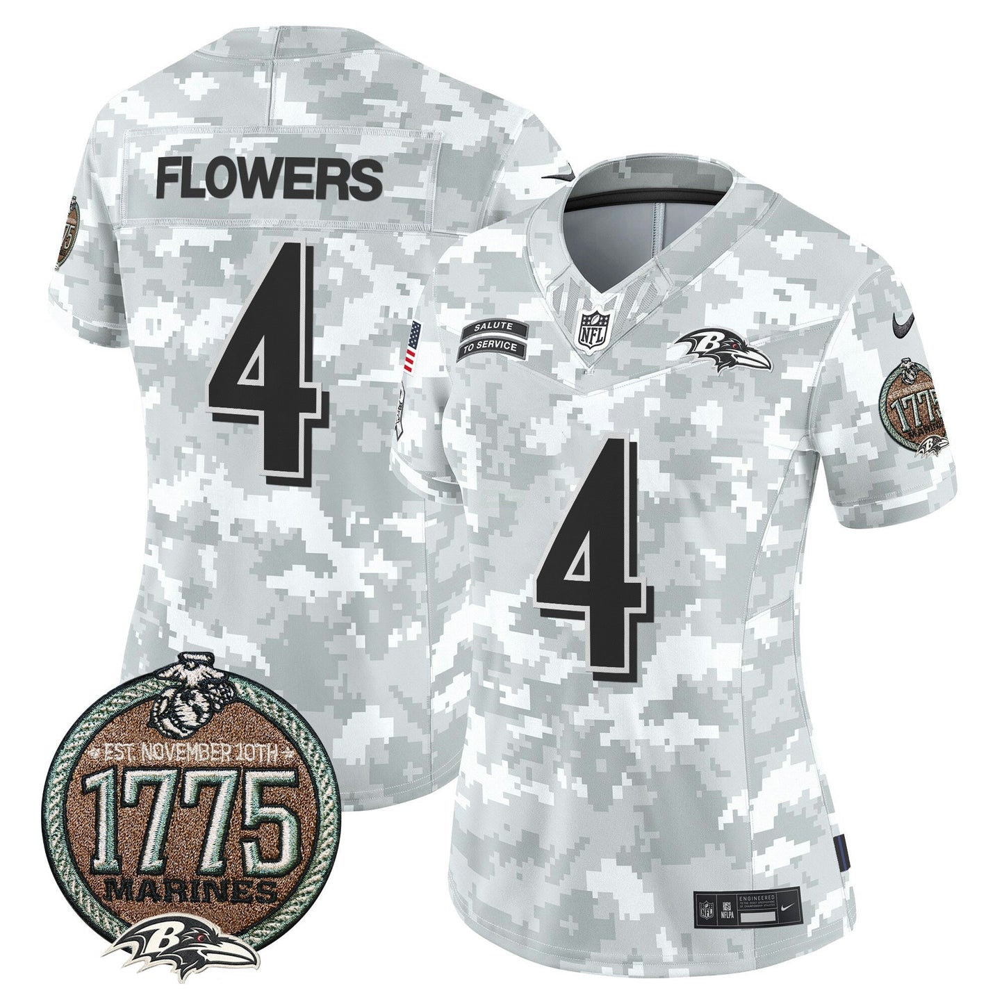 Camisa NFL Baltimore Ravens Women’s 2024 Salute to Service Establishment Year Patch Vapor Limited Jersey