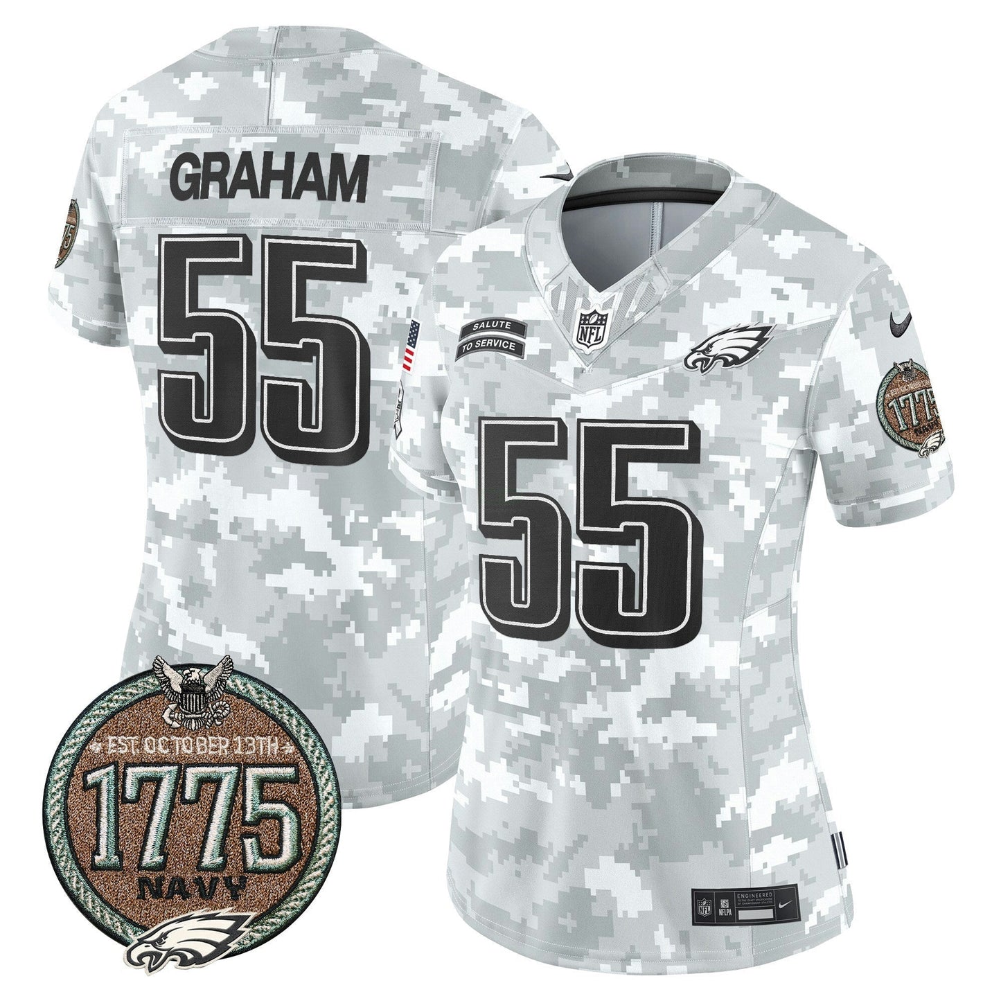Camisa NFL Philadelphia Eagles Women’s 2024 Salute to Service Establishment Year Patch Vapor Limited Jersey