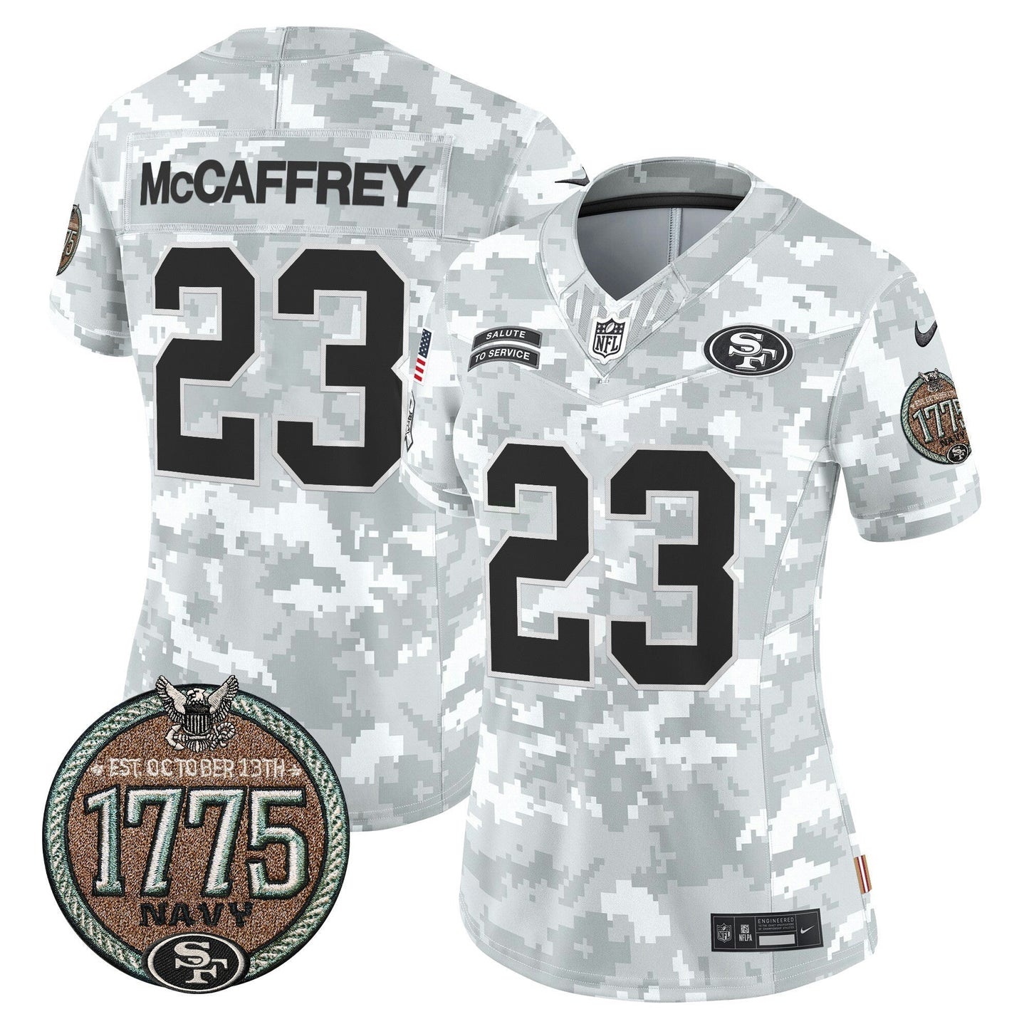 Camisa NFL San Francisco 49ers Women’s 2024 Salute to Service Establishment Year Patch Vapor Limited Jersey
