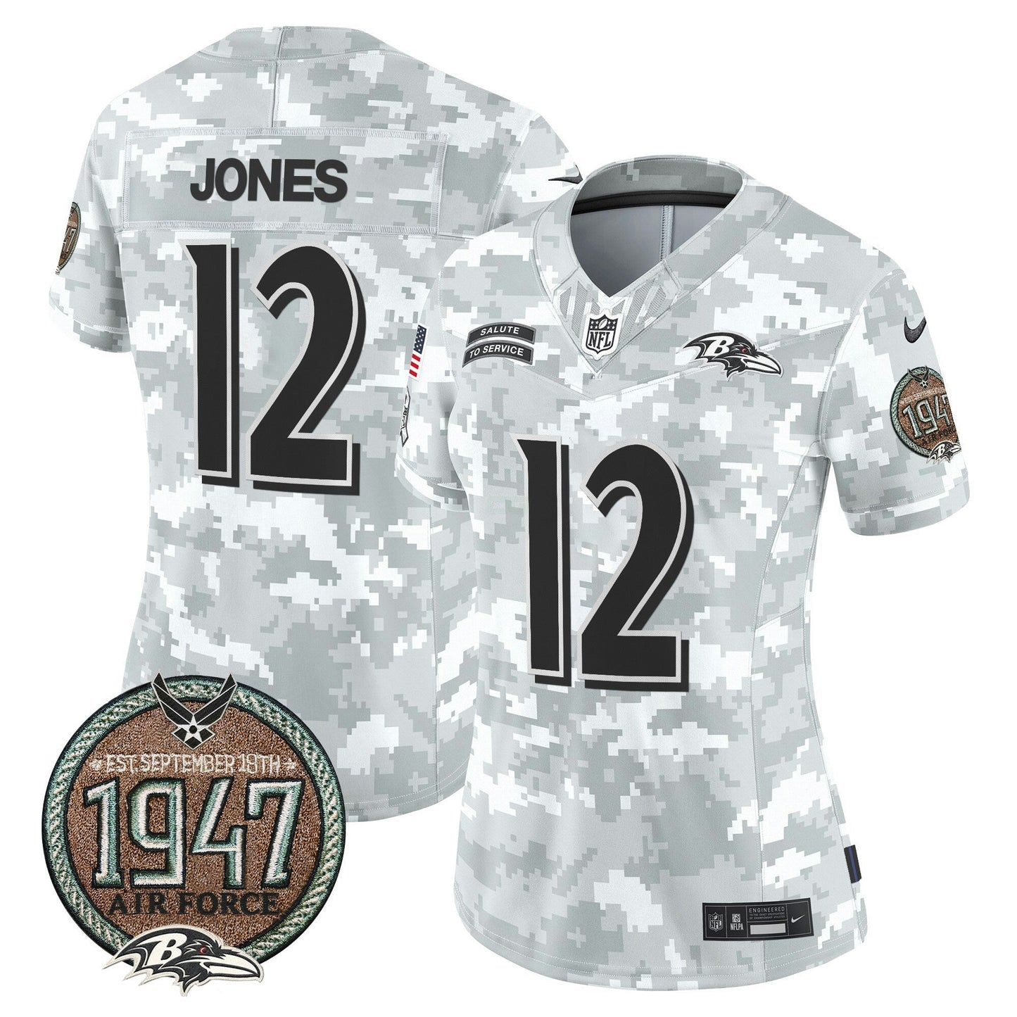 Camisa NFL Baltimore Ravens Women’s 2024 Salute to Service Establishment Year Patch Vapor Limited Jersey