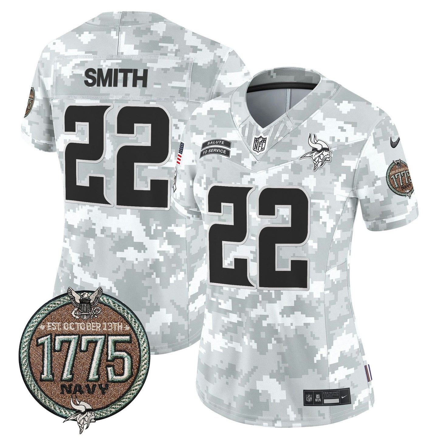 Camisa NFL Minnesota Vikings Women’s 2024 Salute to Service Establishment Year Patch Vapor Limited Jersey