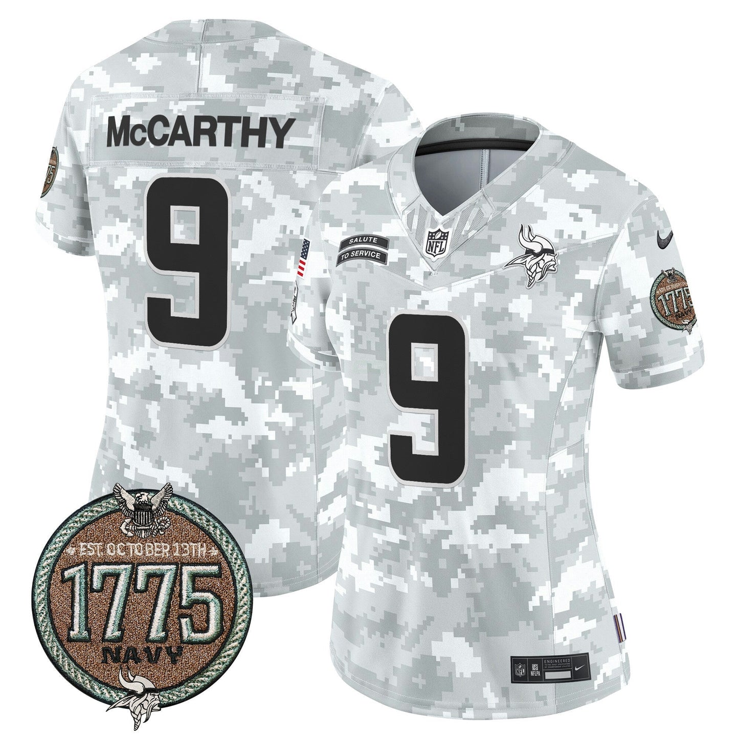 Camisa NFL Minnesota Vikings Women’s 2024 Salute to Service Establishment Year Patch Vapor Limited Jersey