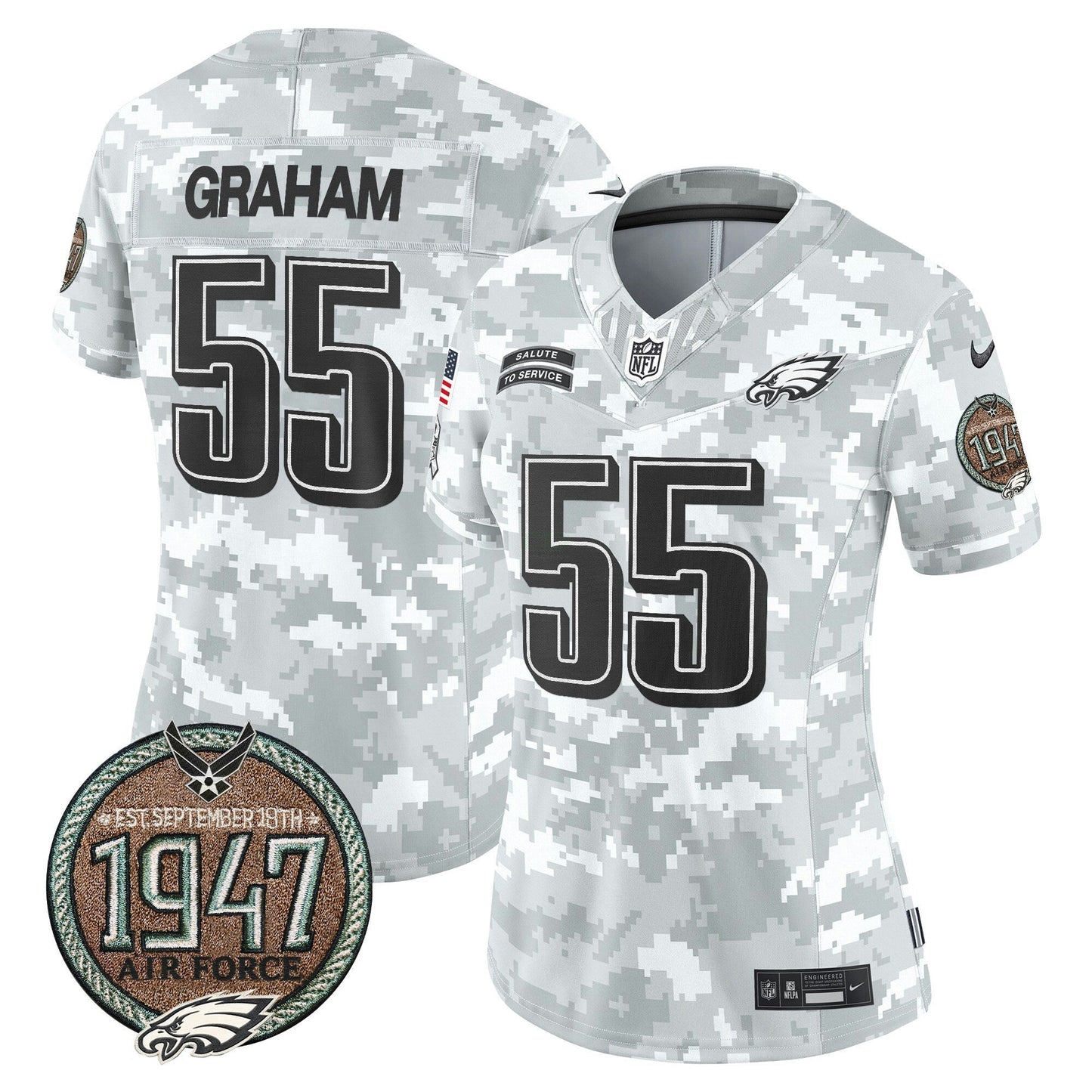 Camisa NFL Philadelphia Eagles Women’s 2024 Salute to Service Establishment Year Patch Vapor Limited Jersey