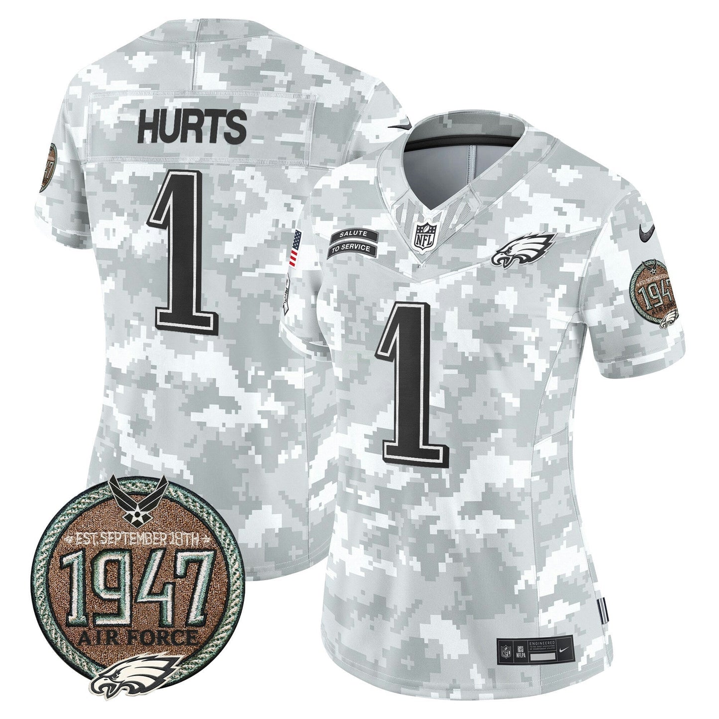 Camisa NFL Philadelphia Eagles Women’s 2024 Salute to Service Establishment Year Patch Vapor Limited Jersey