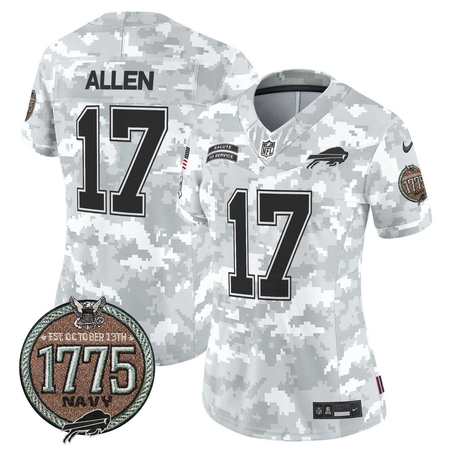 Camisa NFL Buffalo Bills Women’s 2024 Salute to Service Establishment Year Patch Vapor Limited Jersey