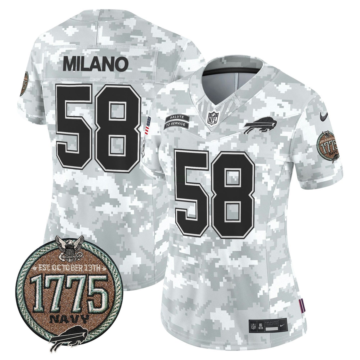 Camisa NFL Buffalo Bills Women’s 2024 Salute to Service Establishment Year Patch Vapor Limited Jersey