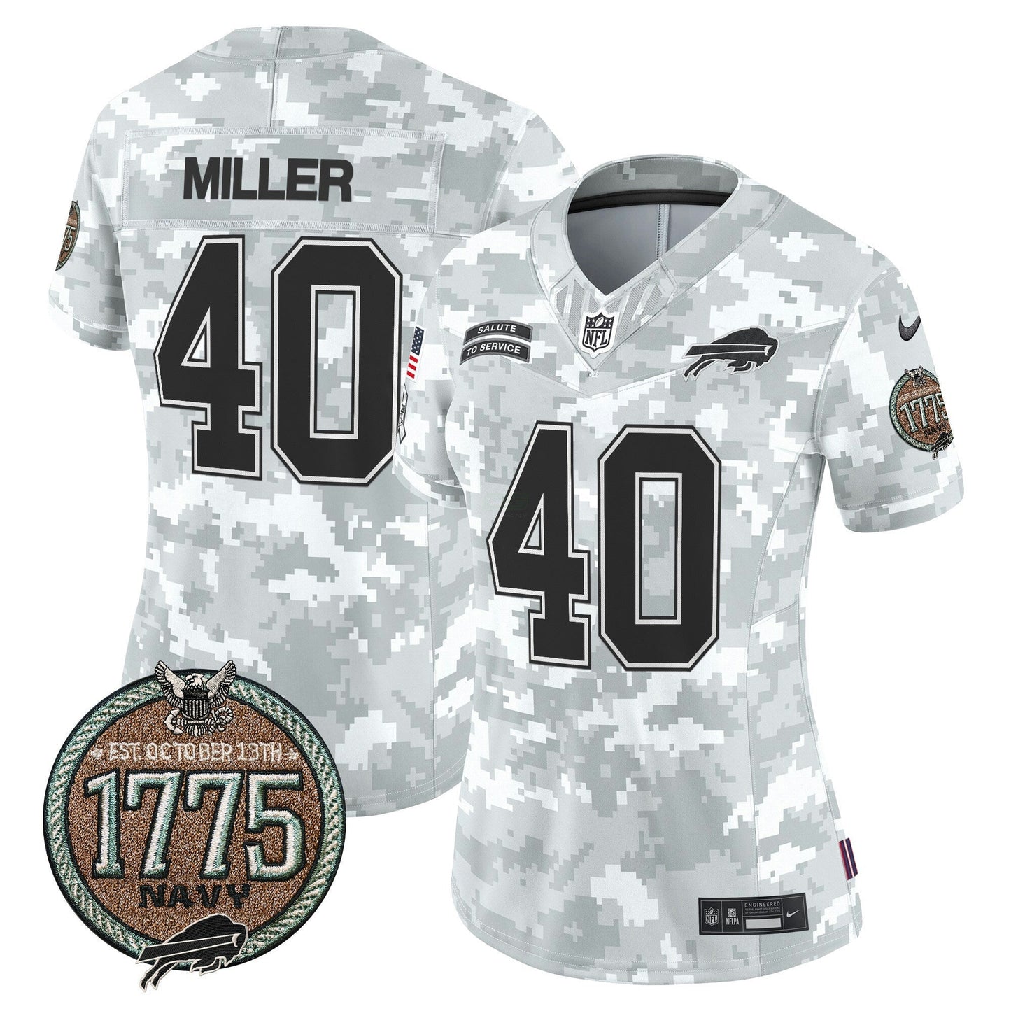 Camisa NFL Buffalo Bills Women’s 2024 Salute to Service Establishment Year Patch Vapor Limited Jersey
