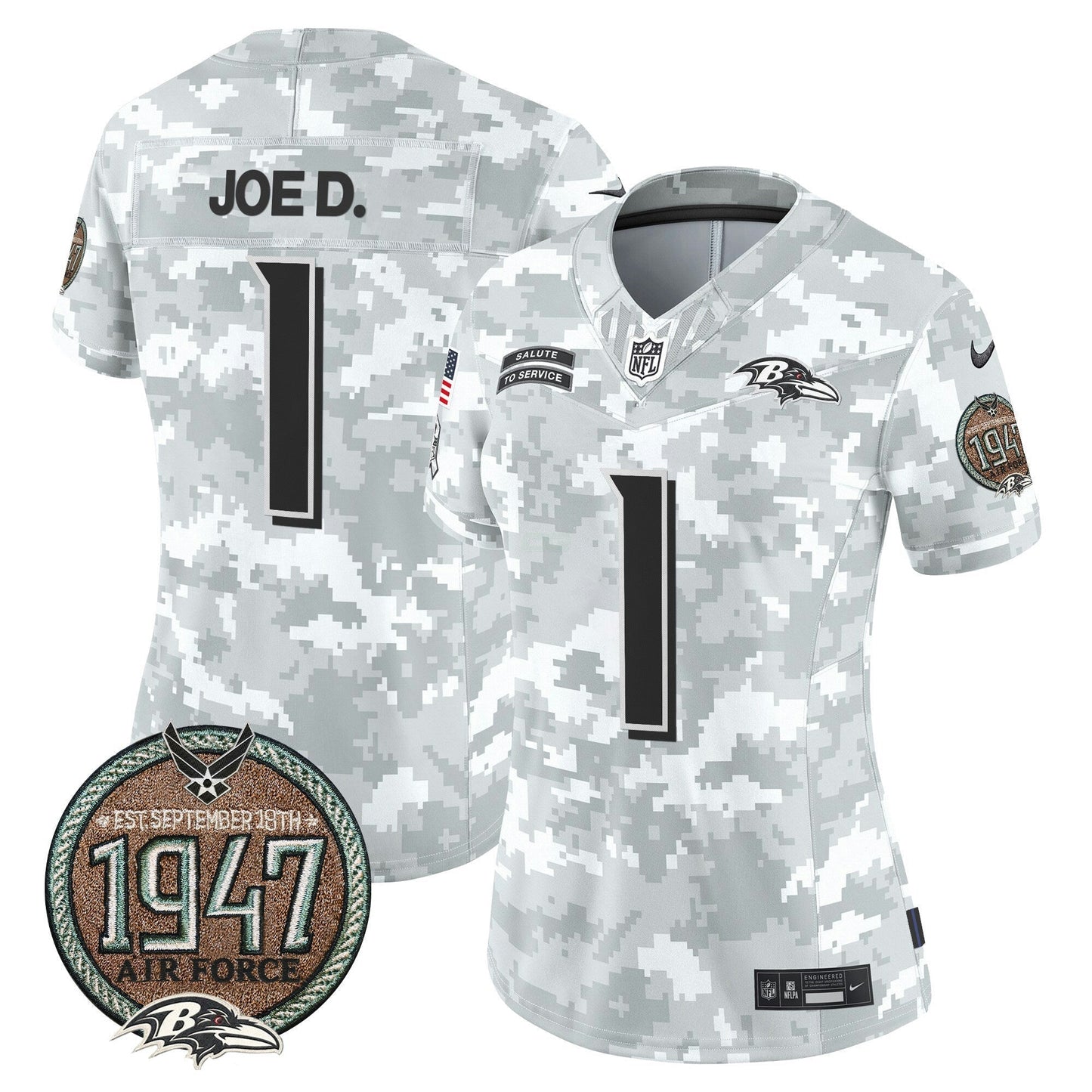 Camisa NFL Baltimore Ravens Women’s 2024 Salute to Service Establishment Year Patch Vapor Limited Jersey