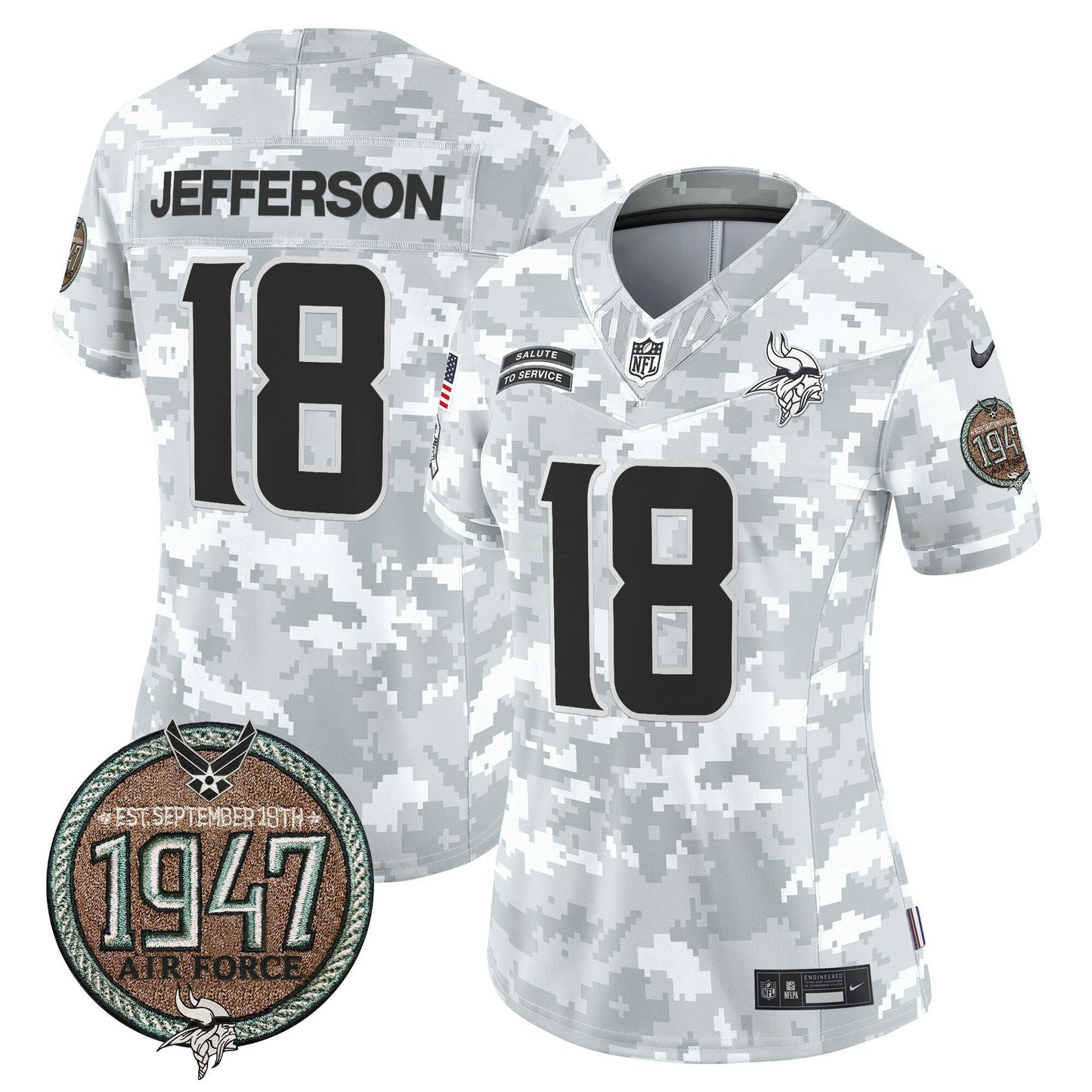 Camisa NFL Minnesota Vikings Women’s 2024 Salute to Service Establishment Year Patch Vapor Limited Jersey