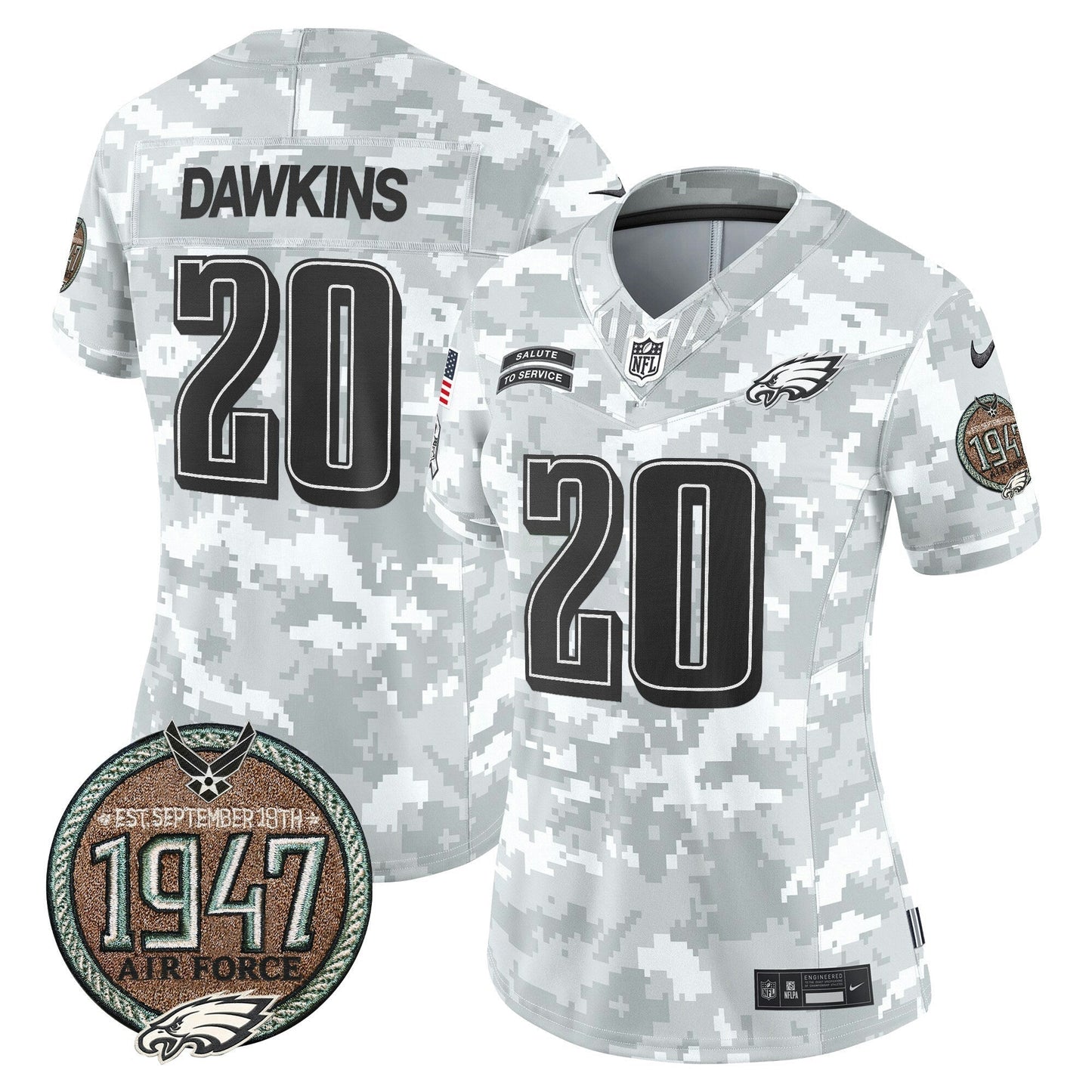 Camisa NFL Philadelphia Eagles Women’s 2024 Salute to Service Establishment Year Patch Vapor Limited Jersey