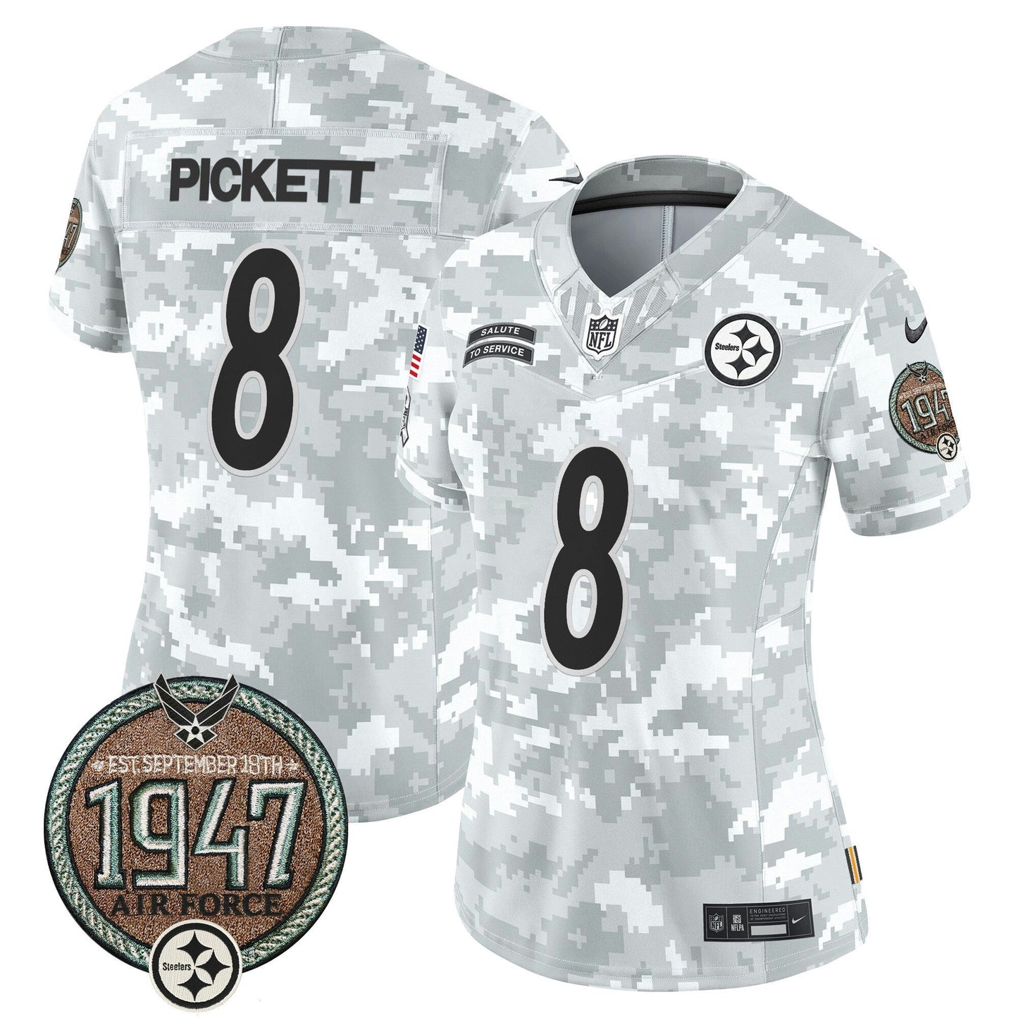 Camisa NFL Pittsburgh Steelers Women’s 2024 Salute to Service Establishment Year Patch Vapor Limited Jersey