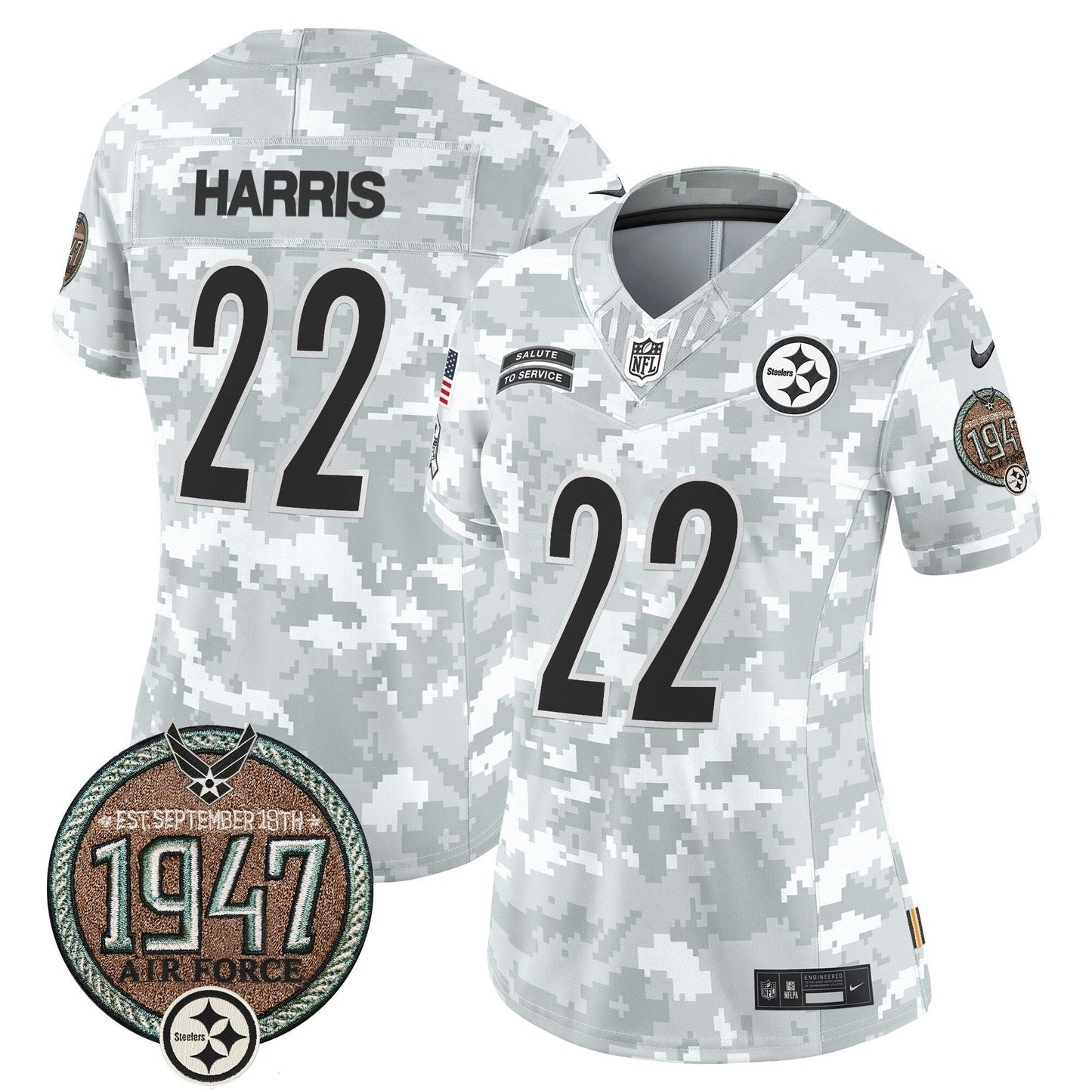 Camisa NFL Pittsburgh Steelers Women’s 2024 Salute to Service Establishment Year Patch Vapor Limited Jersey