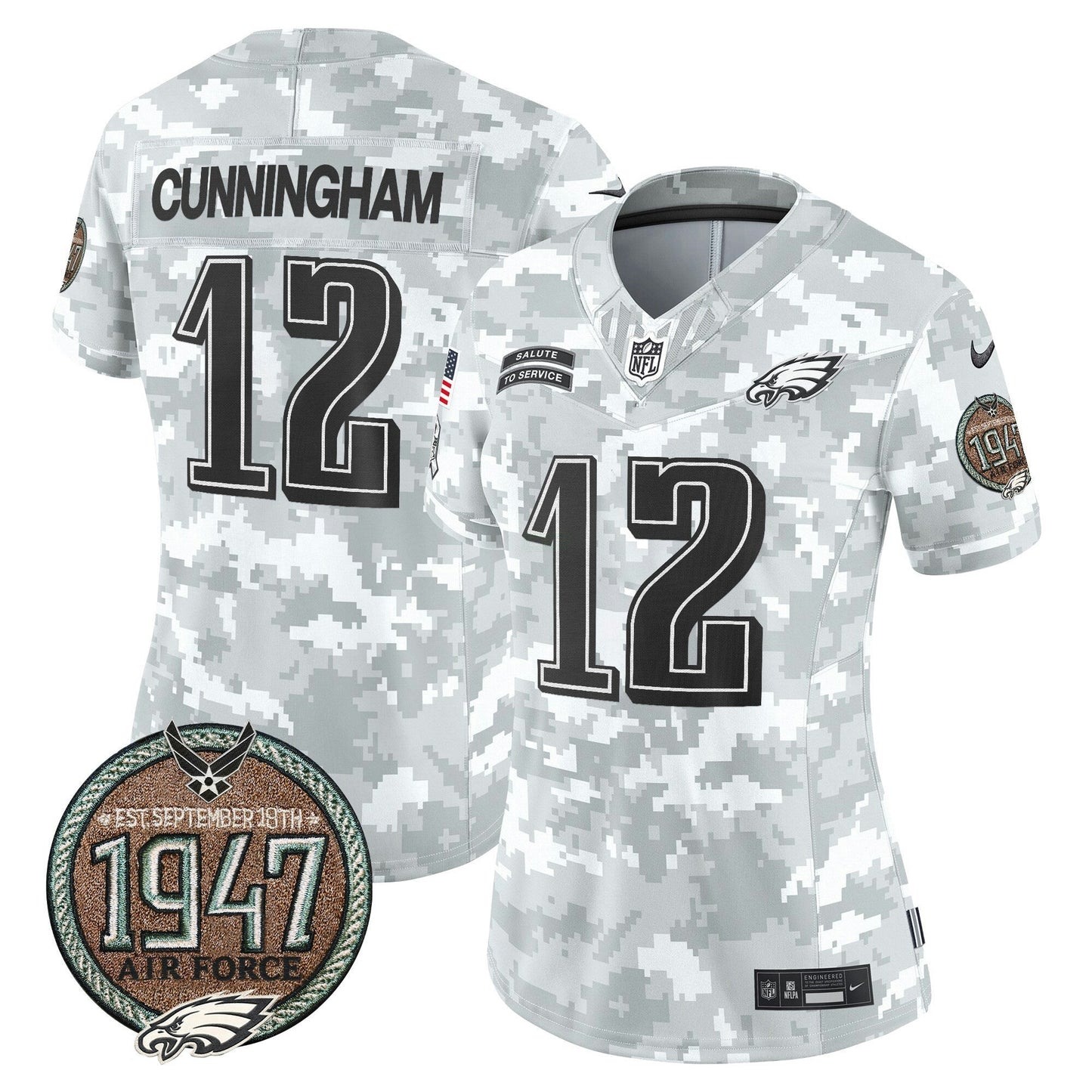 Camisa NFL Philadelphia Eagles Women’s 2024 Salute to Service Establishment Year Patch Vapor Limited Jersey