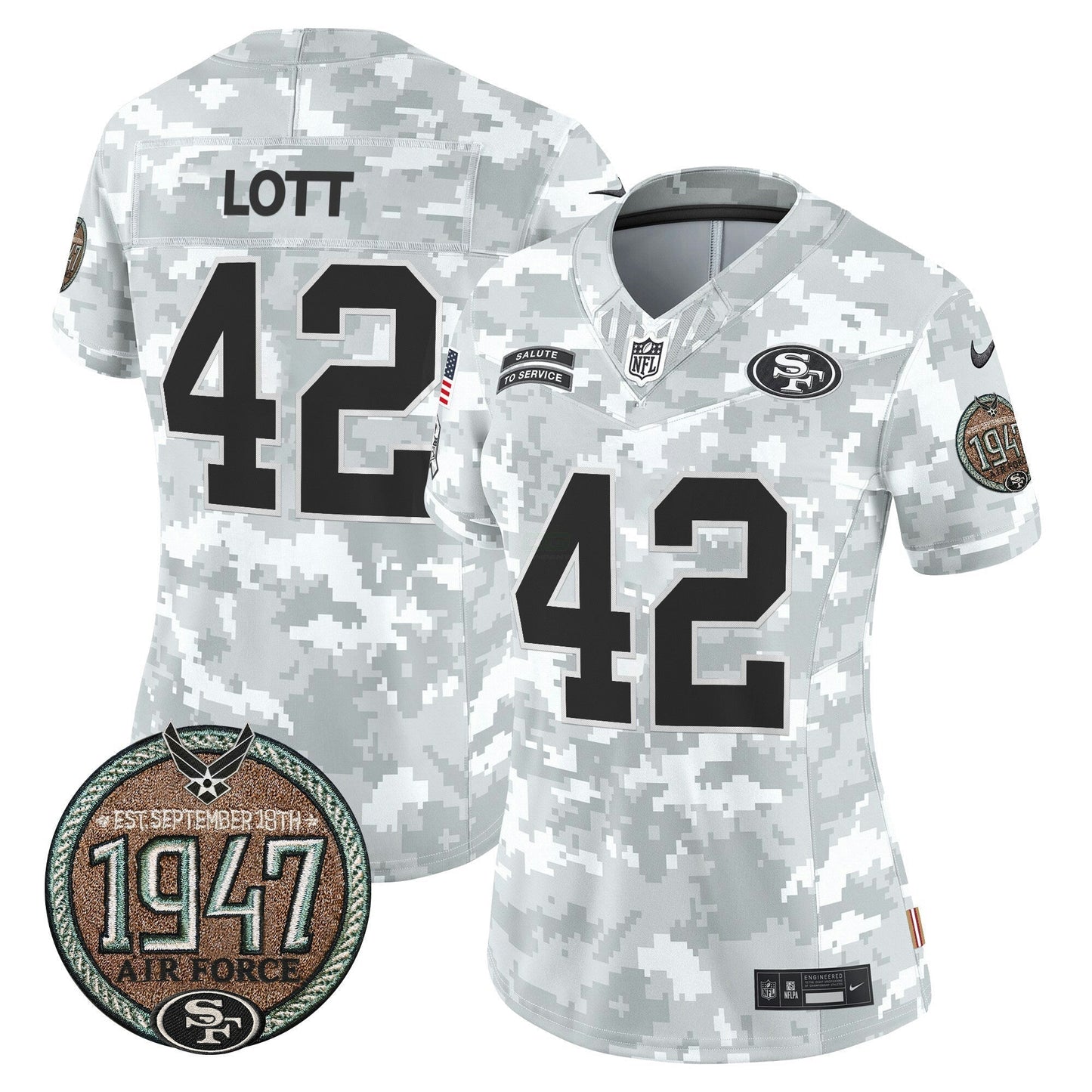 Camisa NFL San Francisco 49ers Women’s 2024 Salute to Service Establishment Year Patch Vapor Limited Jersey