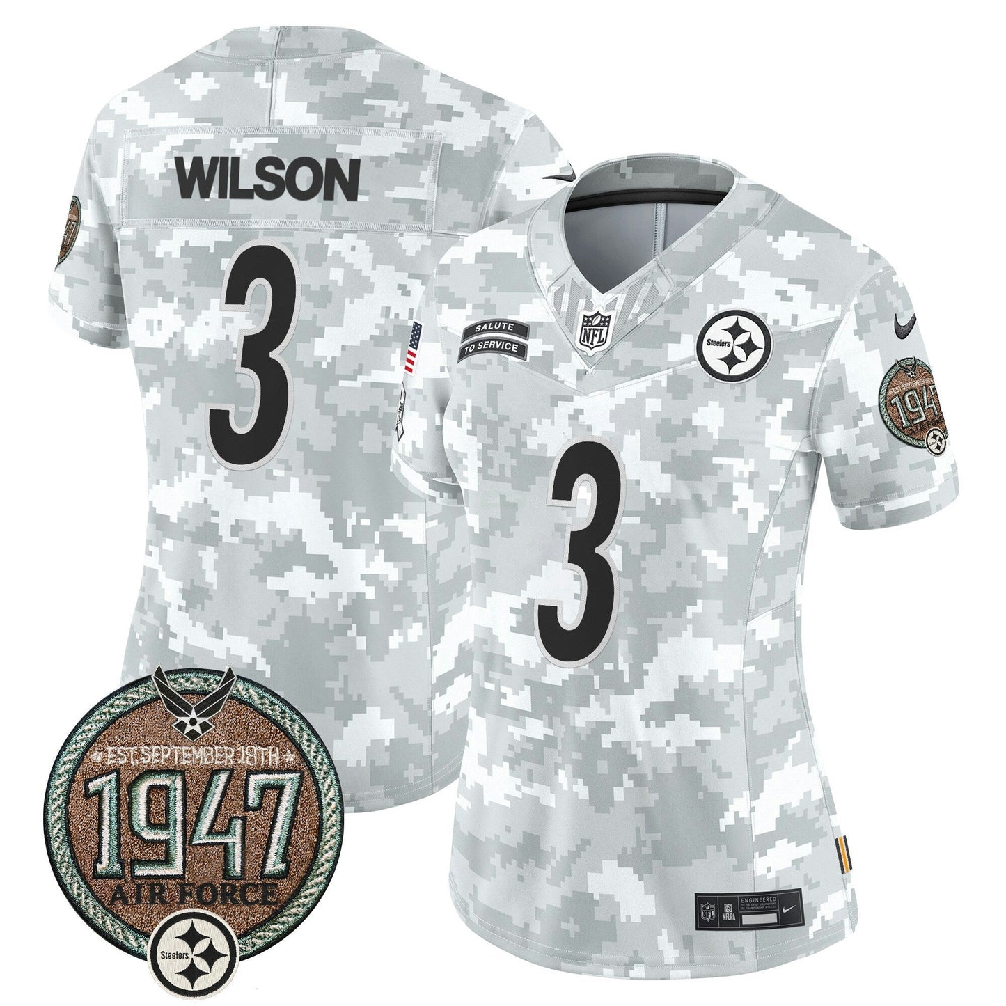 Camisa NFL Pittsburgh Steelers Women’s 2024 Salute to Service Establishment Year Patch Vapor Limited Jersey