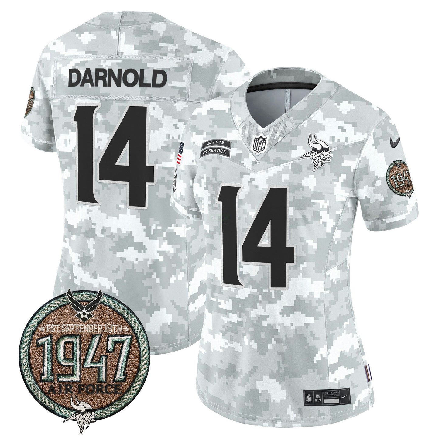 Camisa NFL Minnesota Vikings Women’s 2024 Salute to Service Establishment Year Patch Vapor Limited Jersey