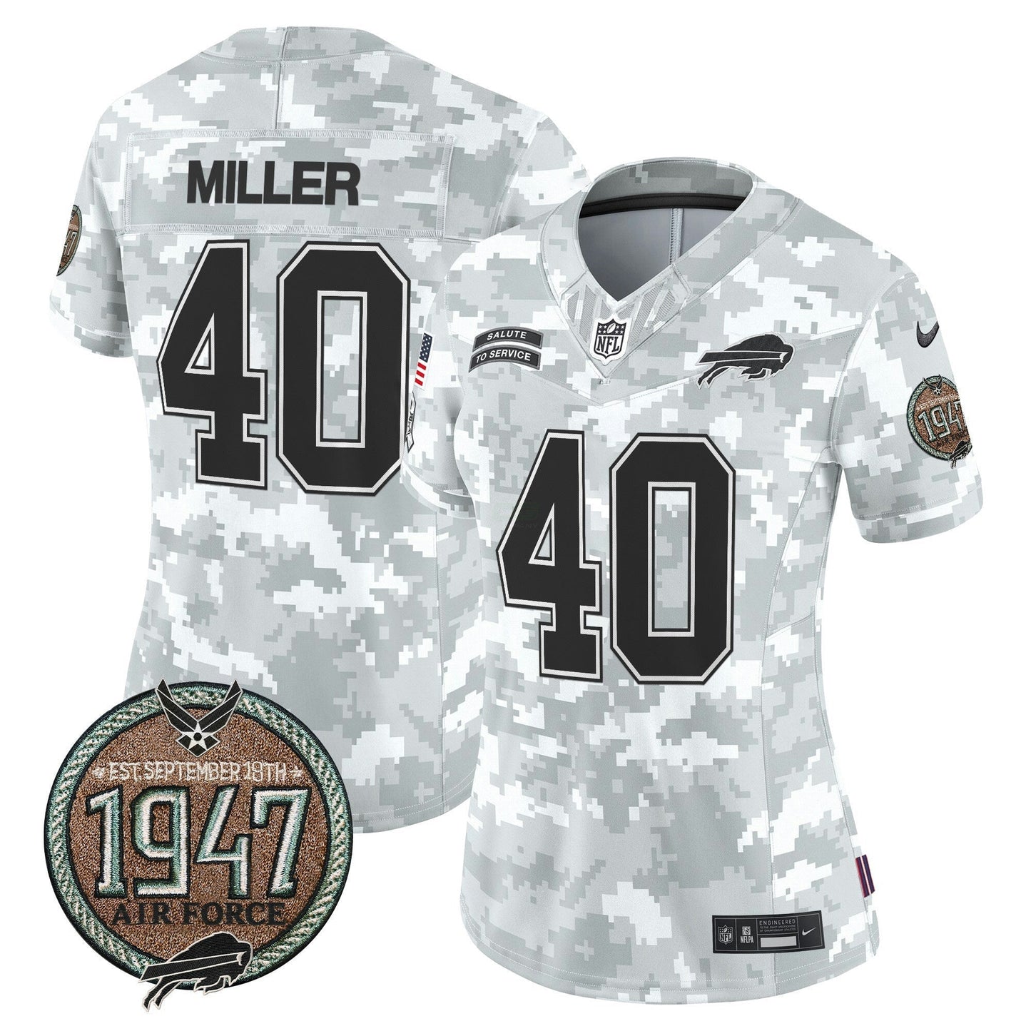 Camisa NFL Buffalo Bills Women’s 2024 Salute to Service Establishment Year Patch Vapor Limited Jersey