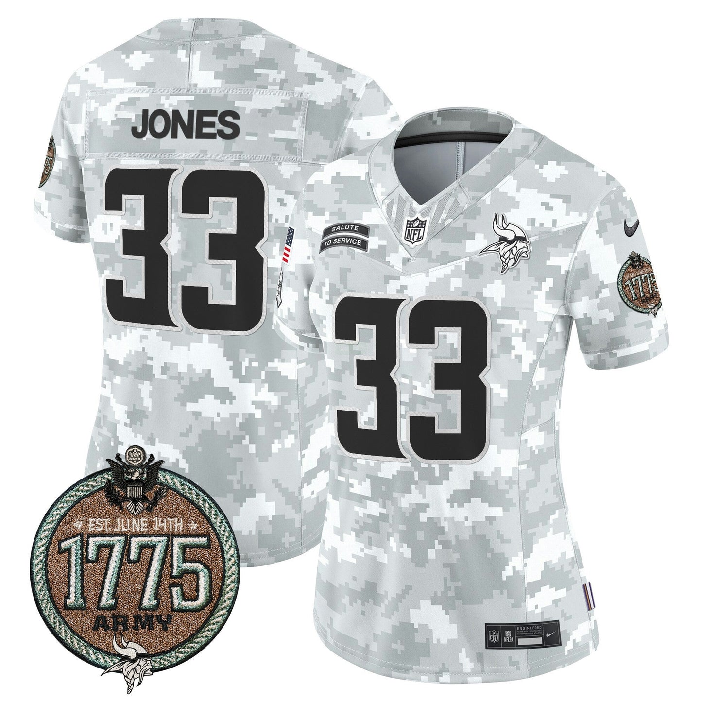 Camisa NFL Minnesota Vikings Women’s 2024 Salute to Service Establishment Year Patch Vapor Limited Jersey
