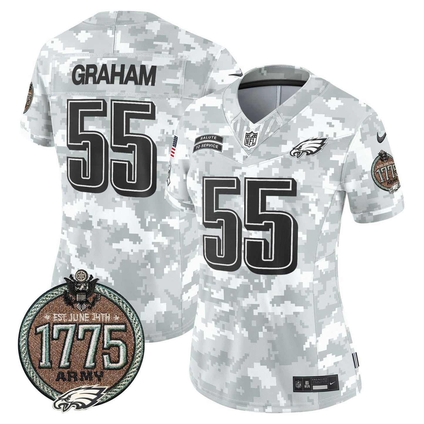 Camisa NFL Philadelphia Eagles Women’s 2024 Salute to Service Establishment Year Patch Vapor Limited Jersey