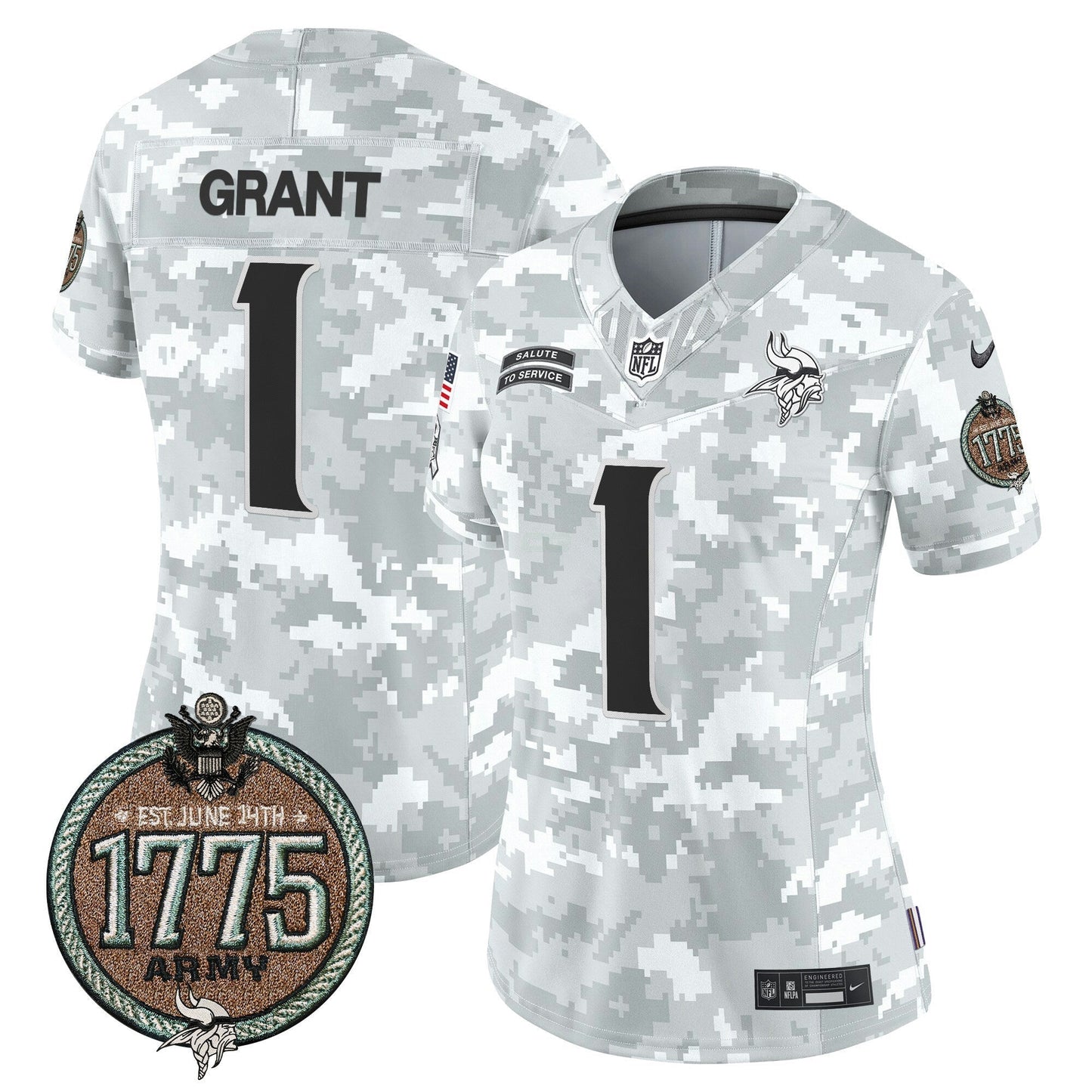 Camisa NFL Minnesota Vikings Women’s 2024 Salute to Service Establishment Year Patch Vapor Limited Jersey