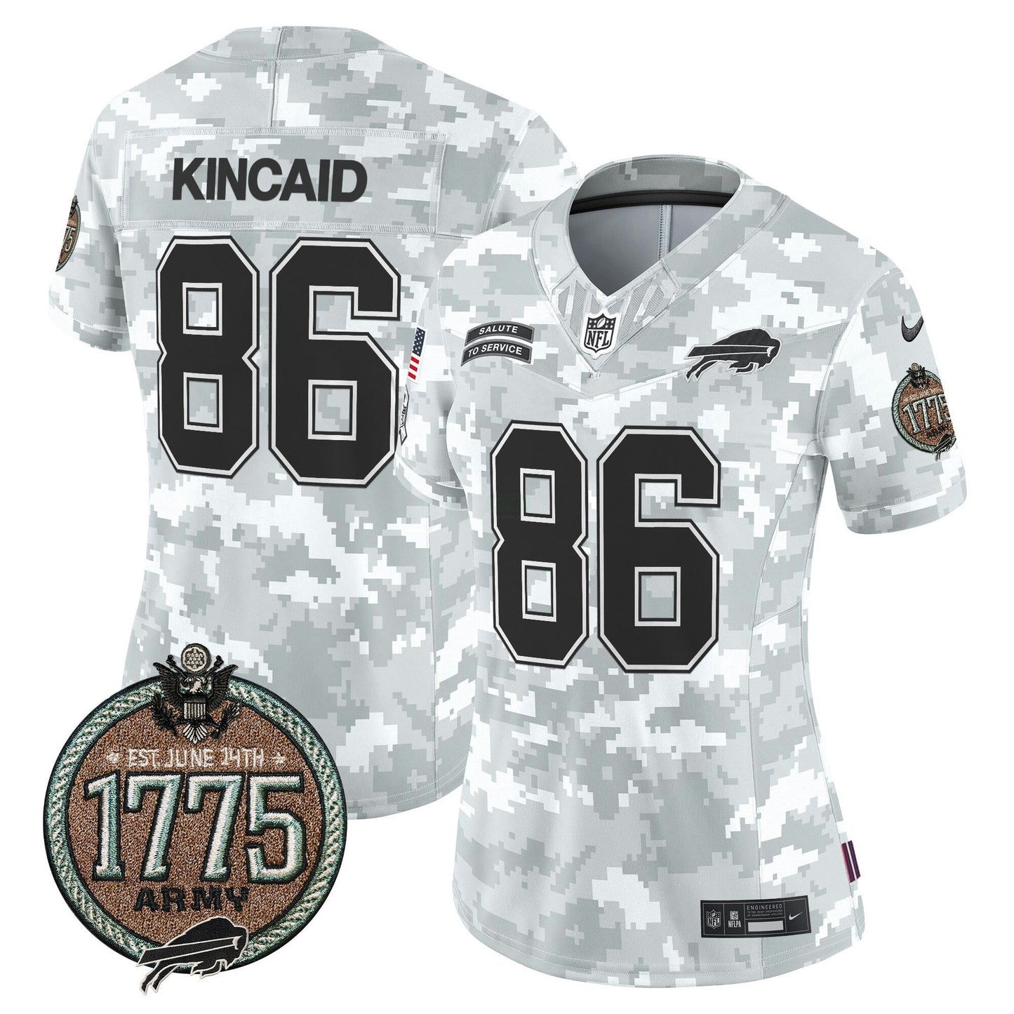Camisa NFL Buffalo Bills Women’s 2024 Salute to Service Establishment Year Patch Vapor Limited Jersey