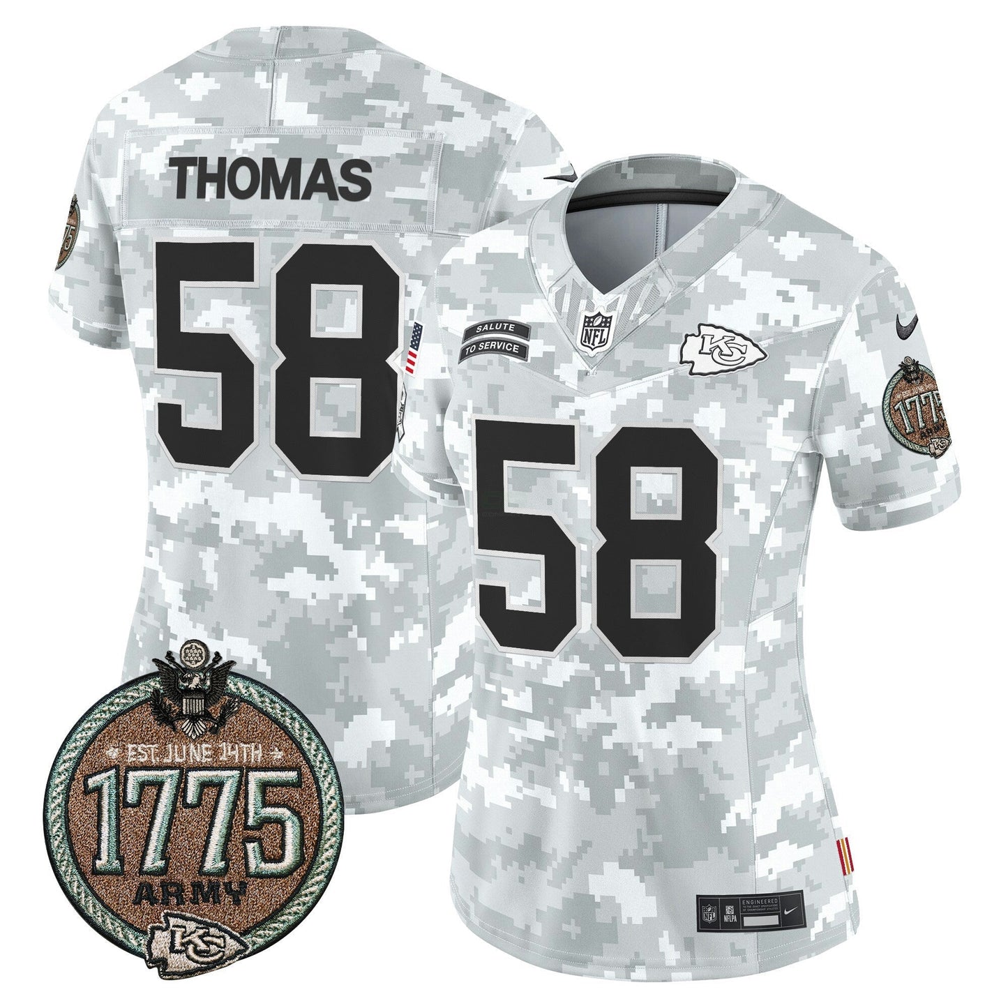 Camisa NFL Kansas City Chiefs Women’s 2024 Salute to Service Establishment Year Patch Vapor Limited Jersey