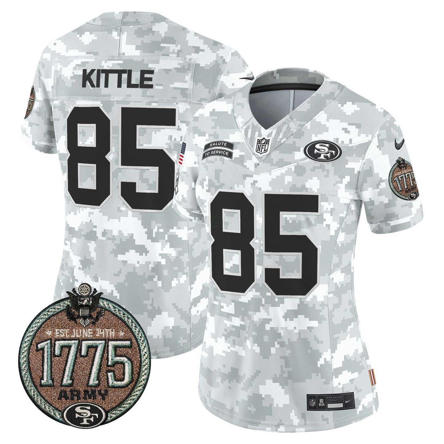 Camisa NFL San Francisco 49ers Women’s 2024 Salute to Service Establishment Year Patch Vapor Limited Jersey