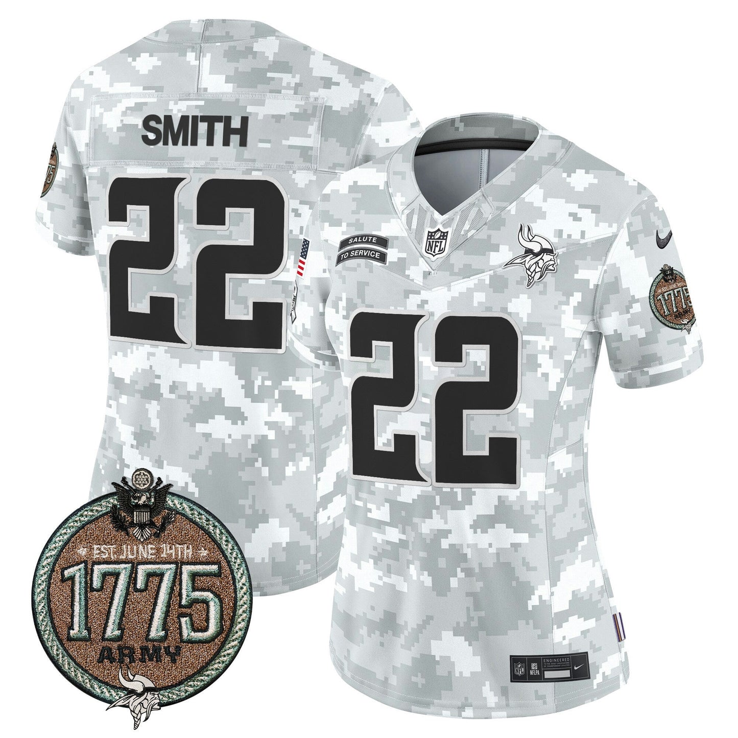 Camisa NFL Minnesota Vikings Women’s 2024 Salute to Service Establishment Year Patch Vapor Limited Jersey