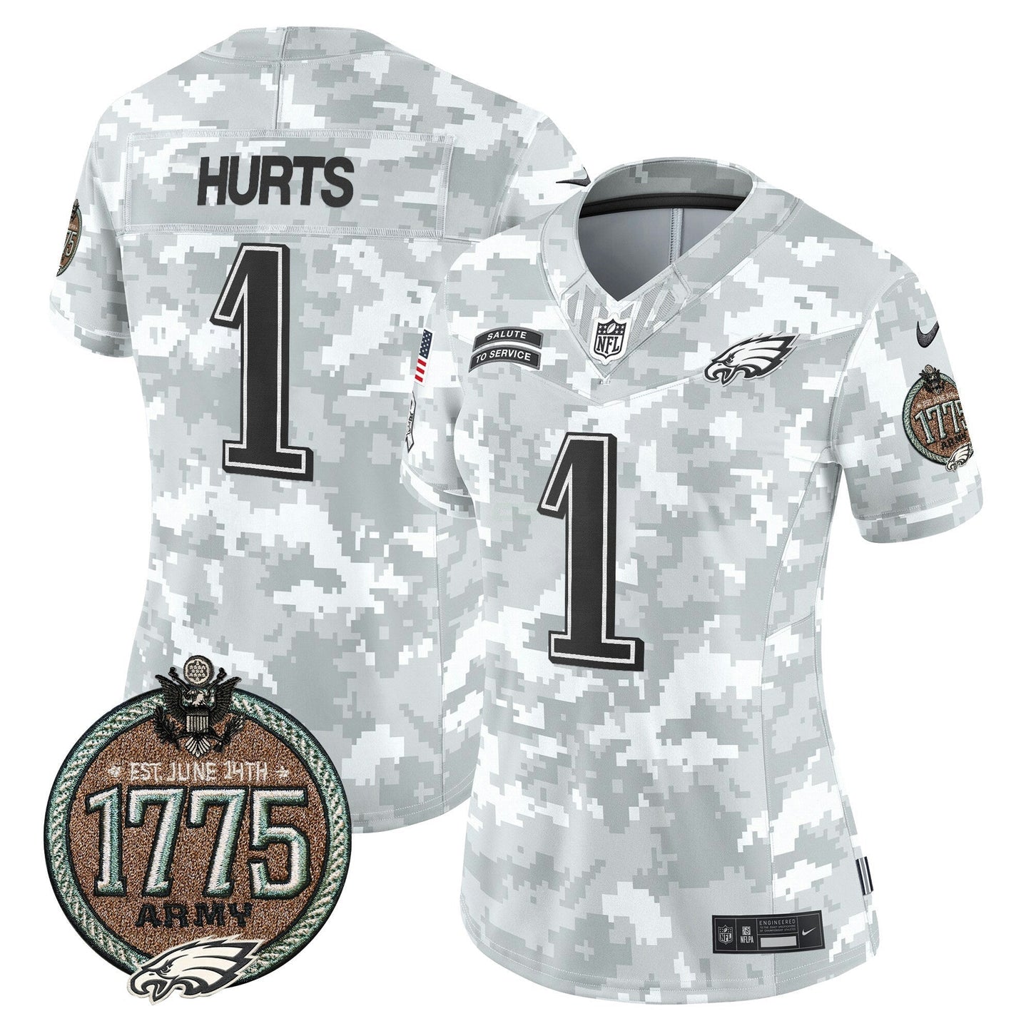 Camisa NFL Philadelphia Eagles Women’s 2024 Salute to Service Establishment Year Patch Vapor Limited Jersey