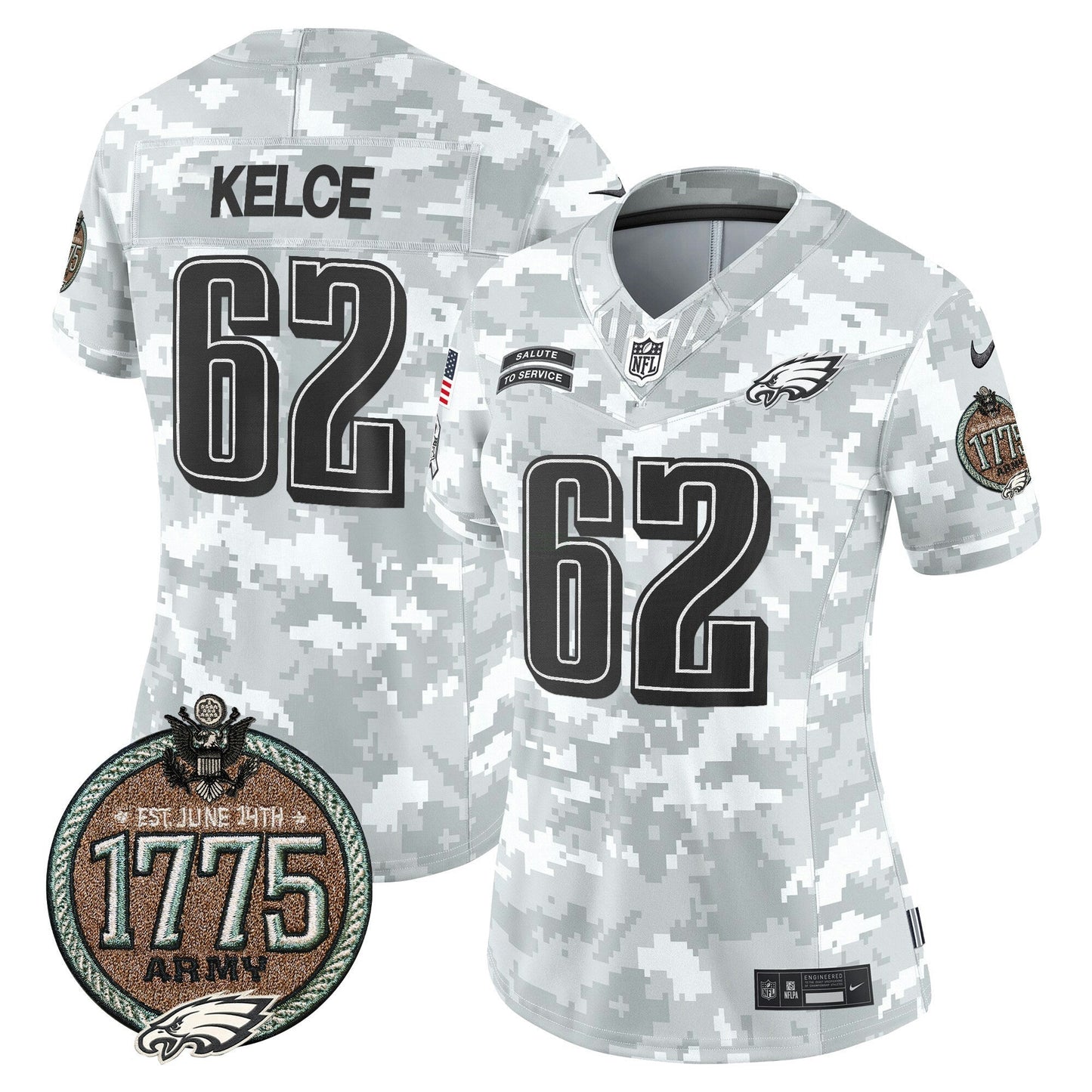 Camisa NFL Philadelphia Eagles Women’s 2024 Salute to Service Establishment Year Patch Vapor Limited Jersey