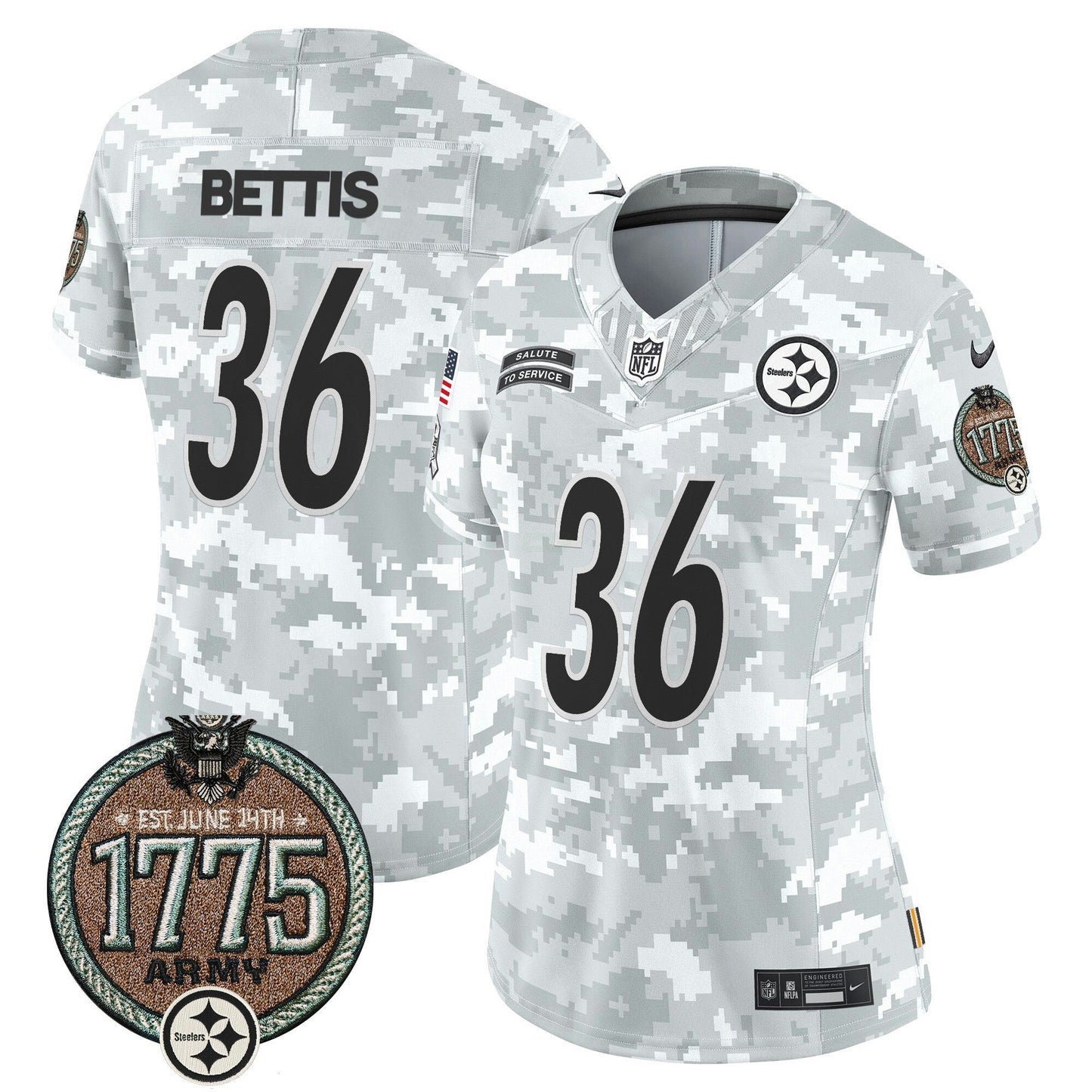 Camisa NFL Pittsburgh Steelers Women’s 2024 Salute to Service Establishment Year Patch Vapor Limited Jersey