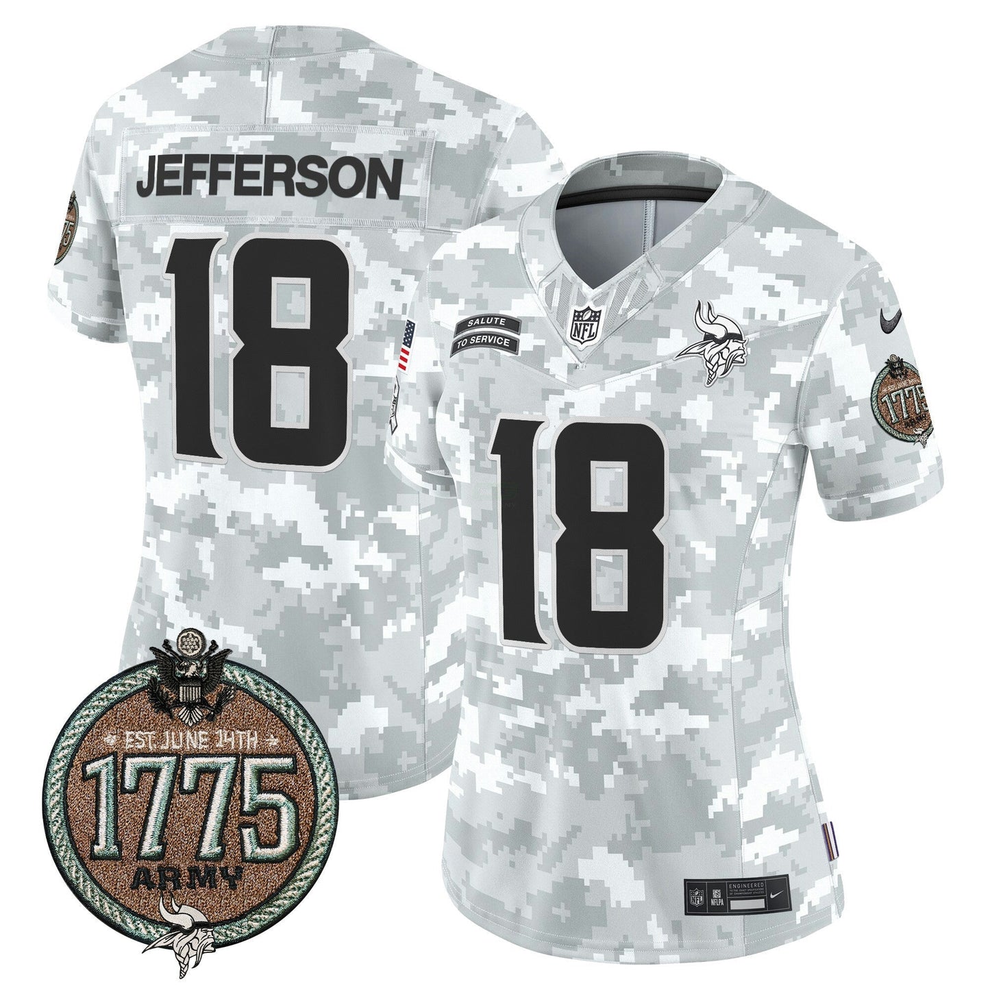 Camisa NFL Minnesota Vikings Women’s 2024 Salute to Service Establishment Year Patch Vapor Limited Jersey