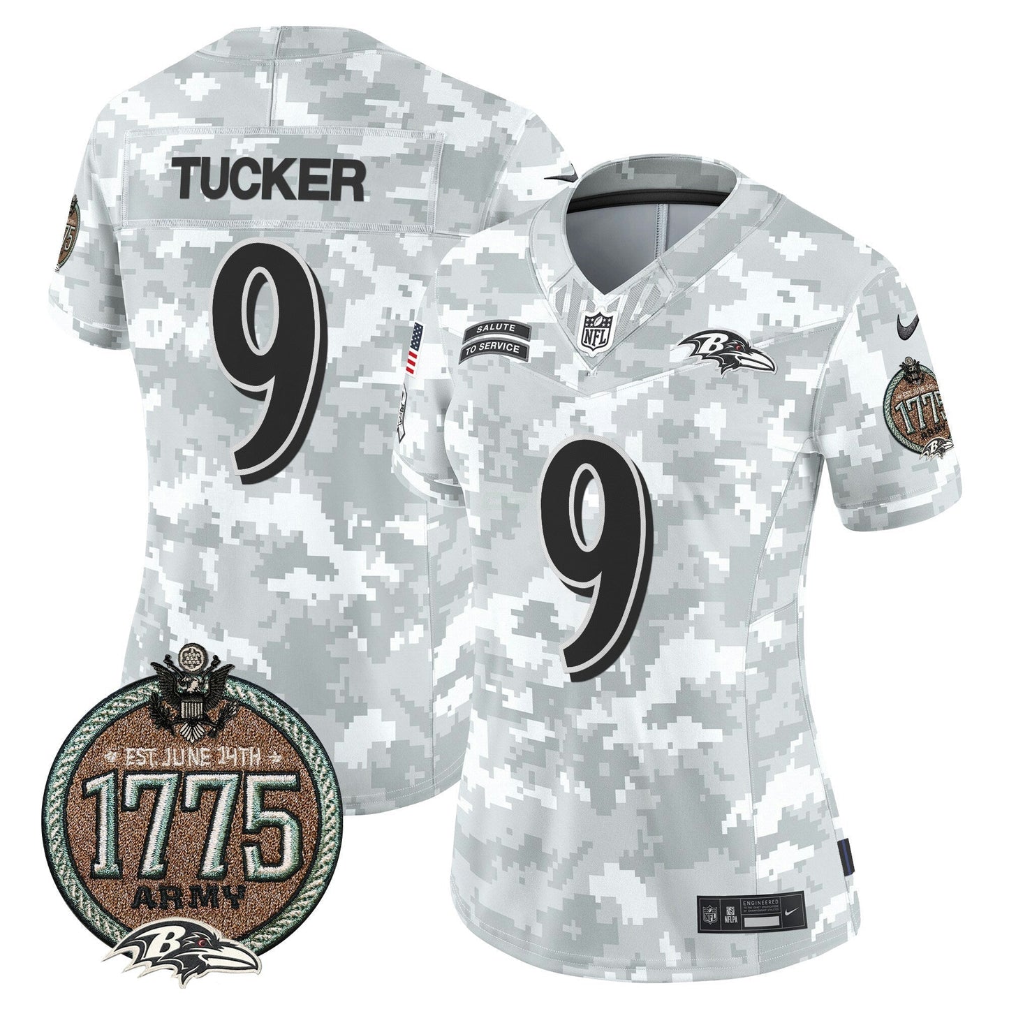 Camisa NFL Baltimore Ravens Women’s 2024 Salute to Service Establishment Year Patch Vapor Limited Jersey