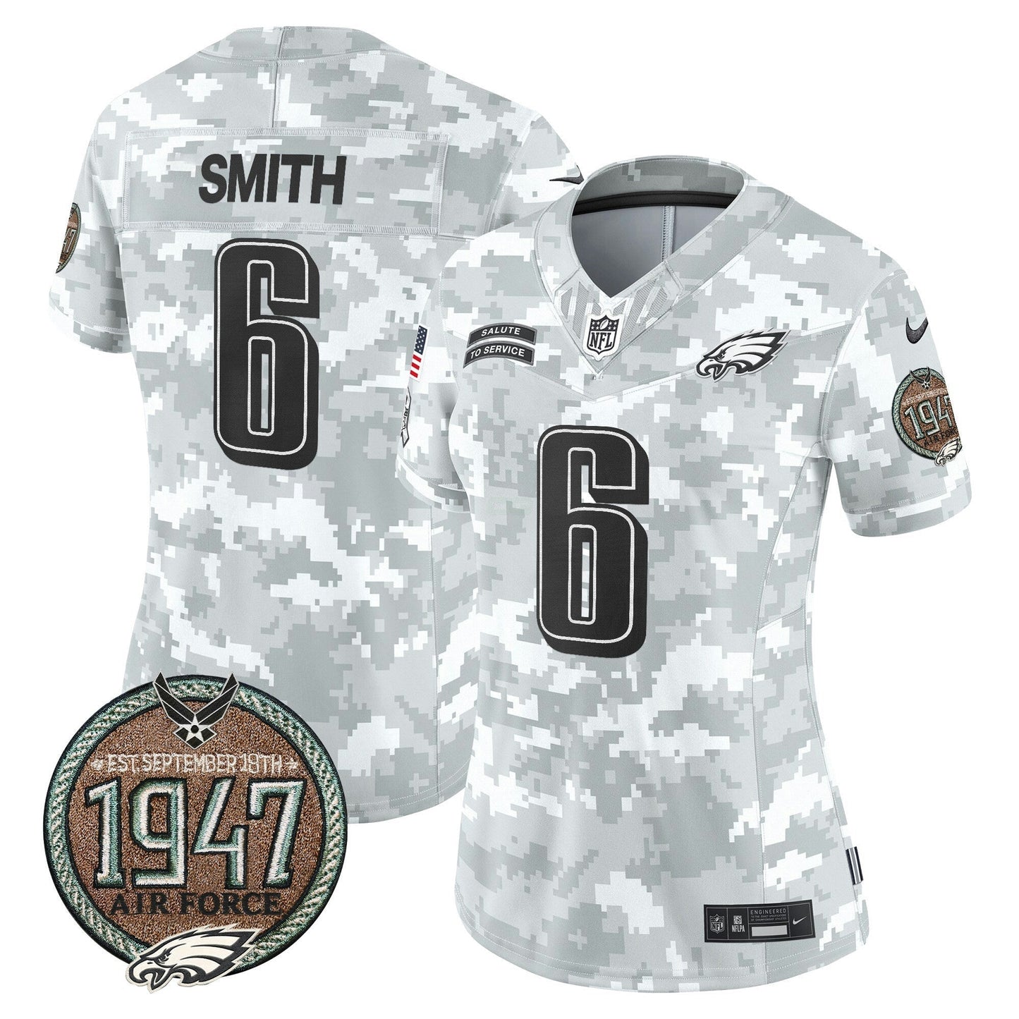 Camisa NFL Philadelphia Eagles Women’s 2024 Salute to Service Establishment Year Patch Vapor Limited Jersey