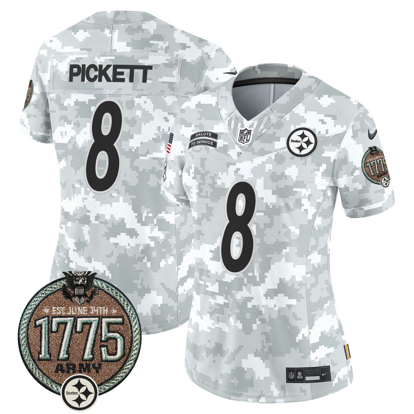 Camisa NFL Pittsburgh Steelers Women’s 2024 Salute to Service Establishment Year Patch Vapor Limited Jersey