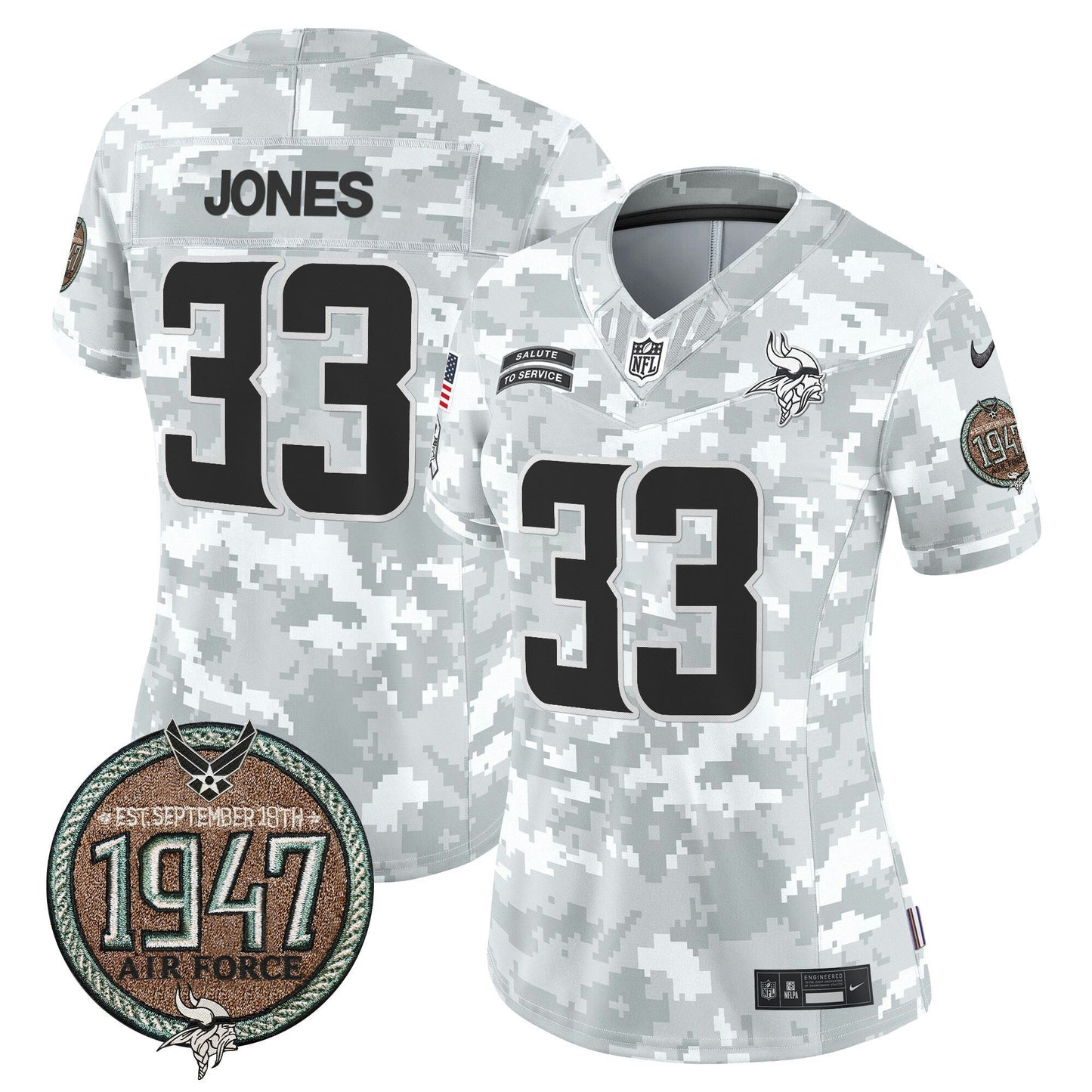 Camisa NFL Minnesota Vikings Women’s 2024 Salute to Service Establishment Year Patch Vapor Limited Jersey