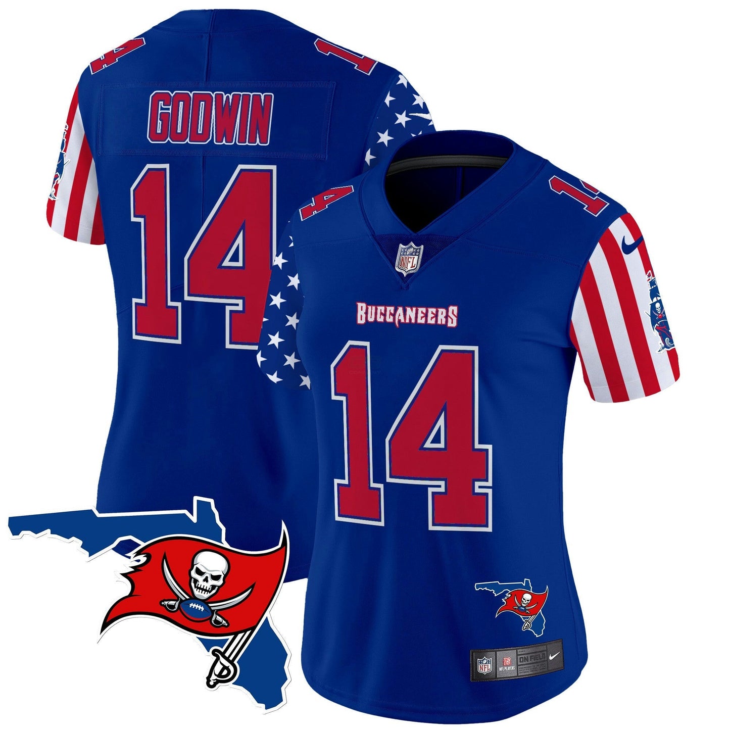 Camisa NFL Tampa Bay Buccaneers Women’s 2025 Independence Day Vapor Premier Limited Jersey