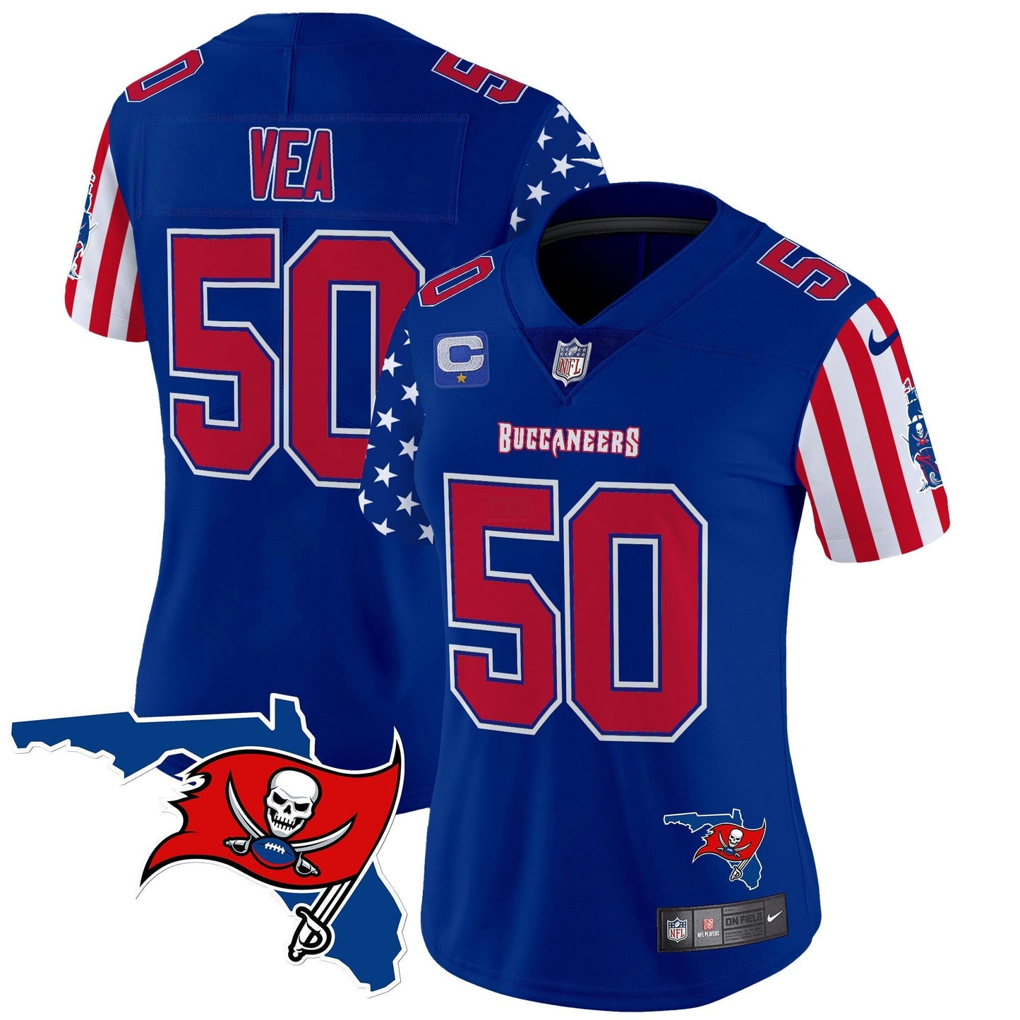 Camisa NFL Tampa Bay Buccaneers Women’s 2025 Independence Day Vapor Premier Limited Jersey