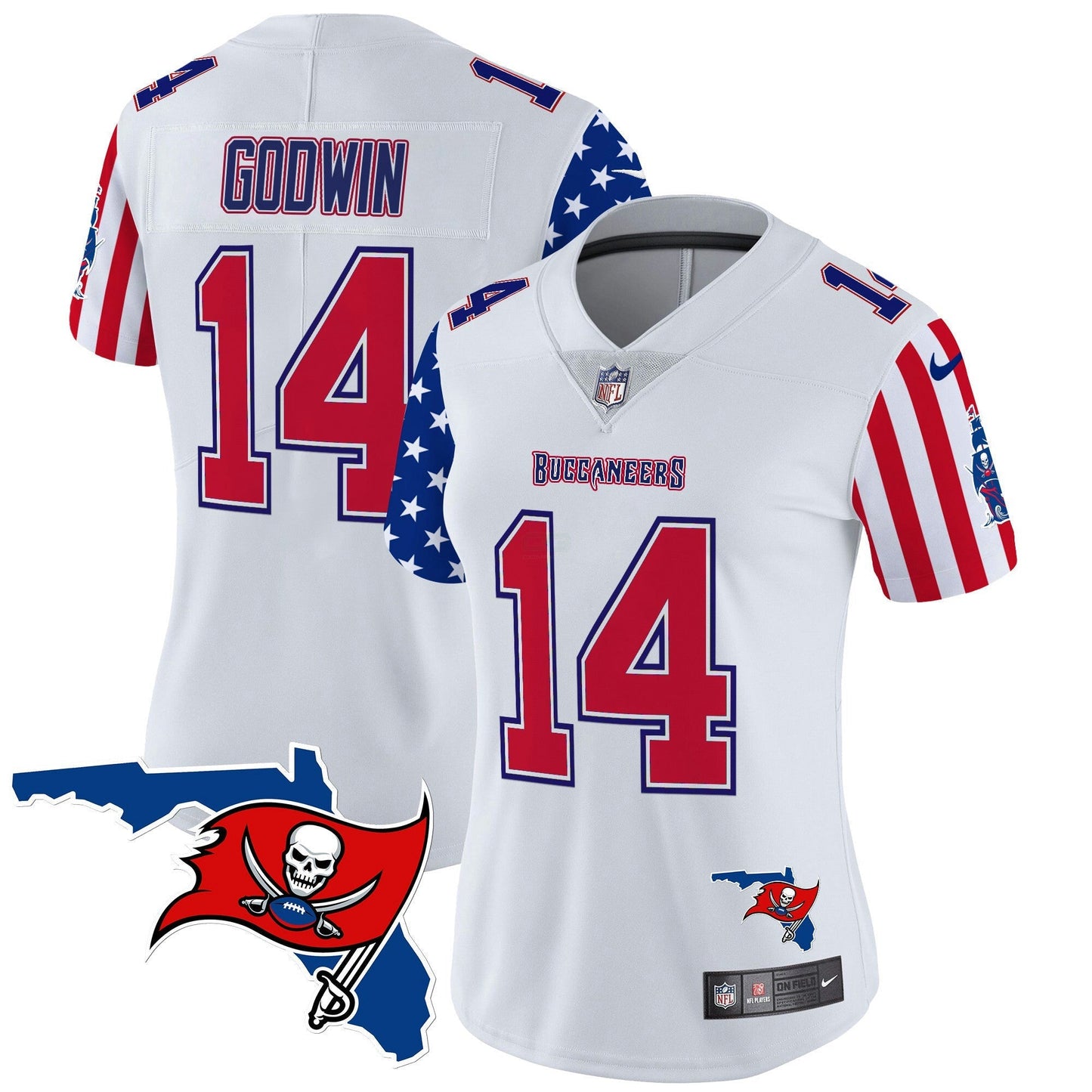 Camisa NFL Tampa Bay Buccaneers Women’s 2025 Independence Day Vapor Premier Limited Jersey