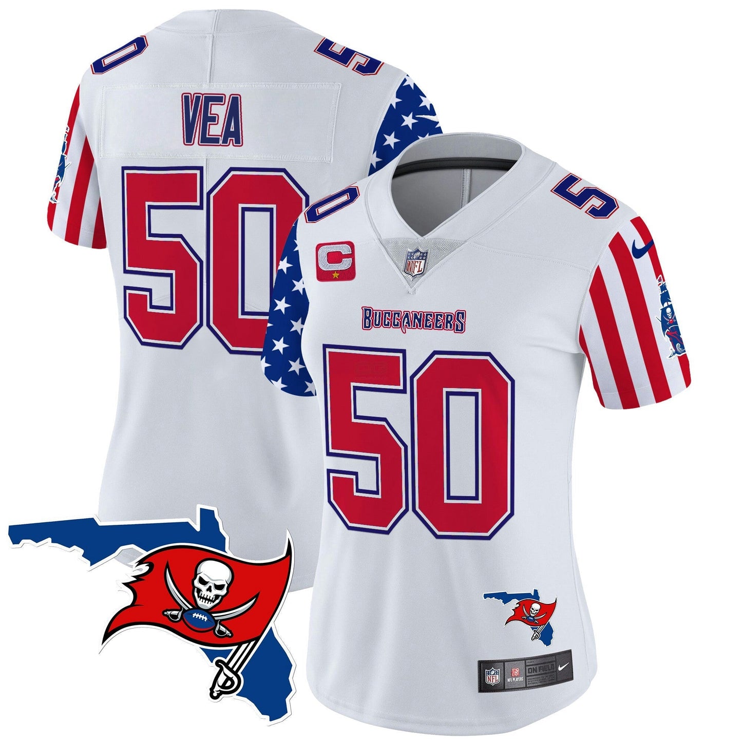 Camisa NFL Tampa Bay Buccaneers Women’s 2025 Independence Day Vapor Premier Limited Jersey