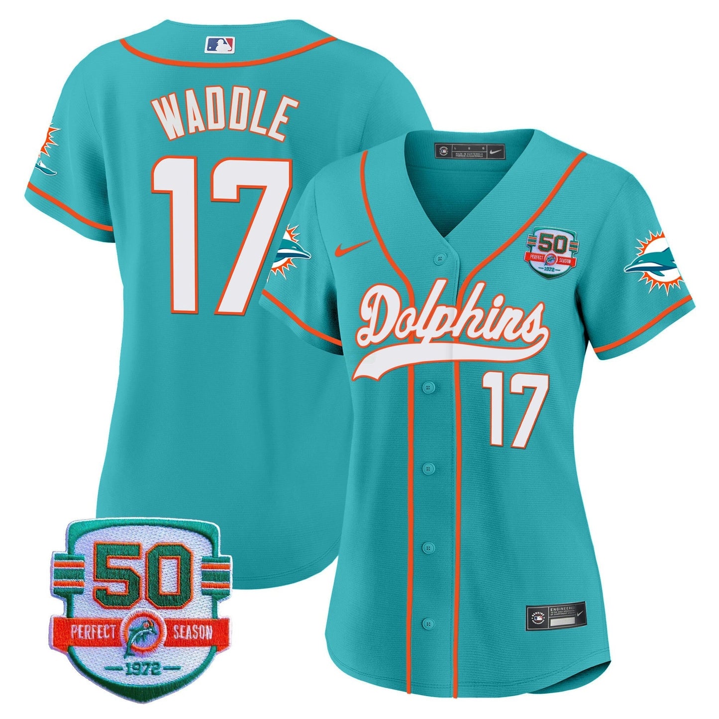 Camisa NFL Women’s 50th 1972 Perfect Season Patch Jersey