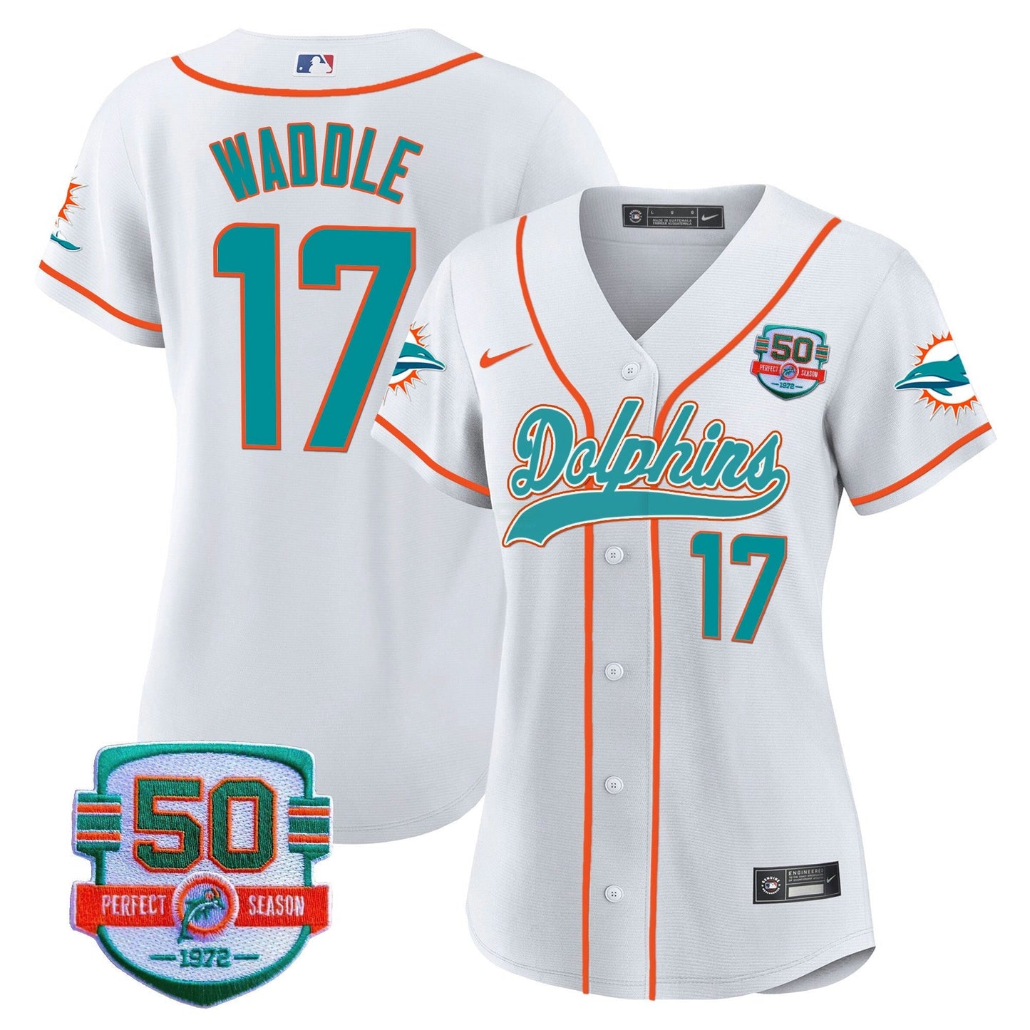 Camisa NFL Women’s 50th 1972 Perfect Season Patch Jersey