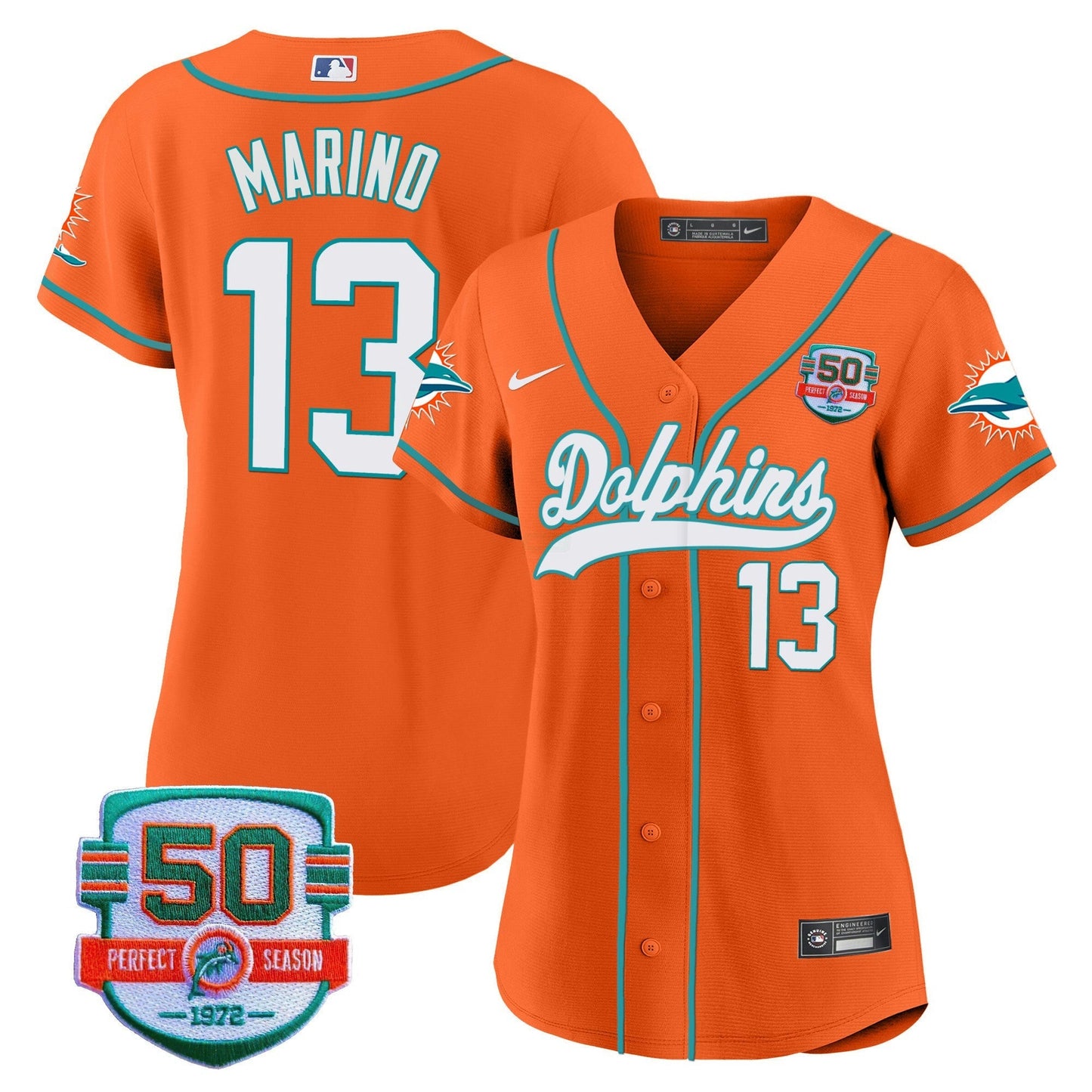 Camisa NFL Women’s 50th 1972 Perfect Season Patch Jersey