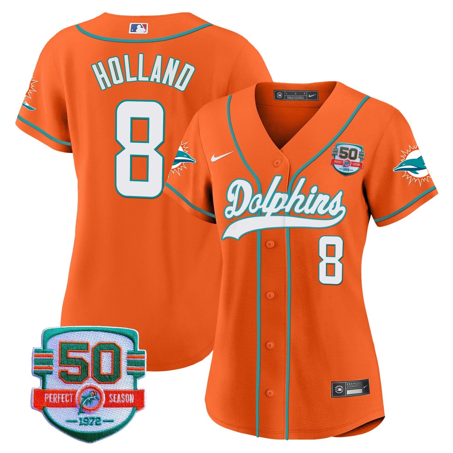 Camisa NFL Women’s 50th 1972 Perfect Season Patch Jersey