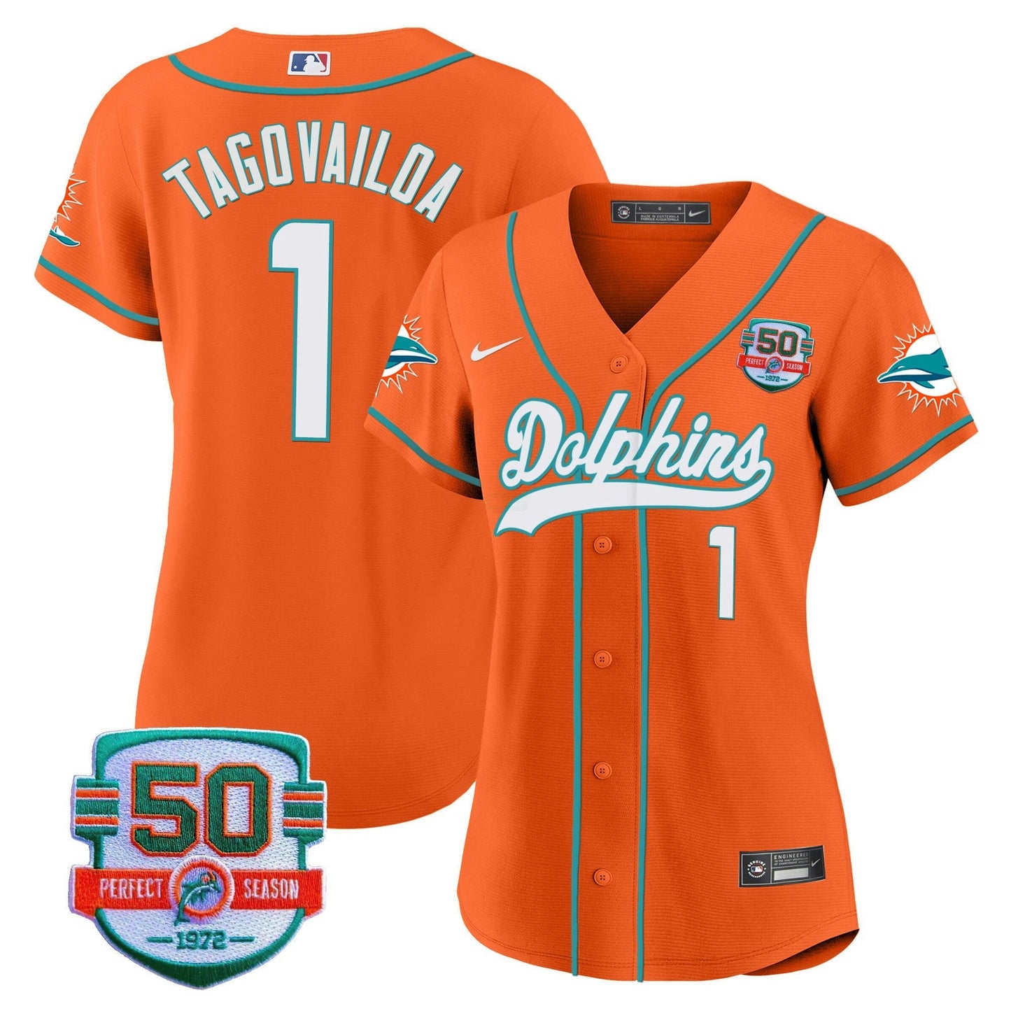 Camisa NFL Women’s 50th 1972 Perfect Season Patch Jersey